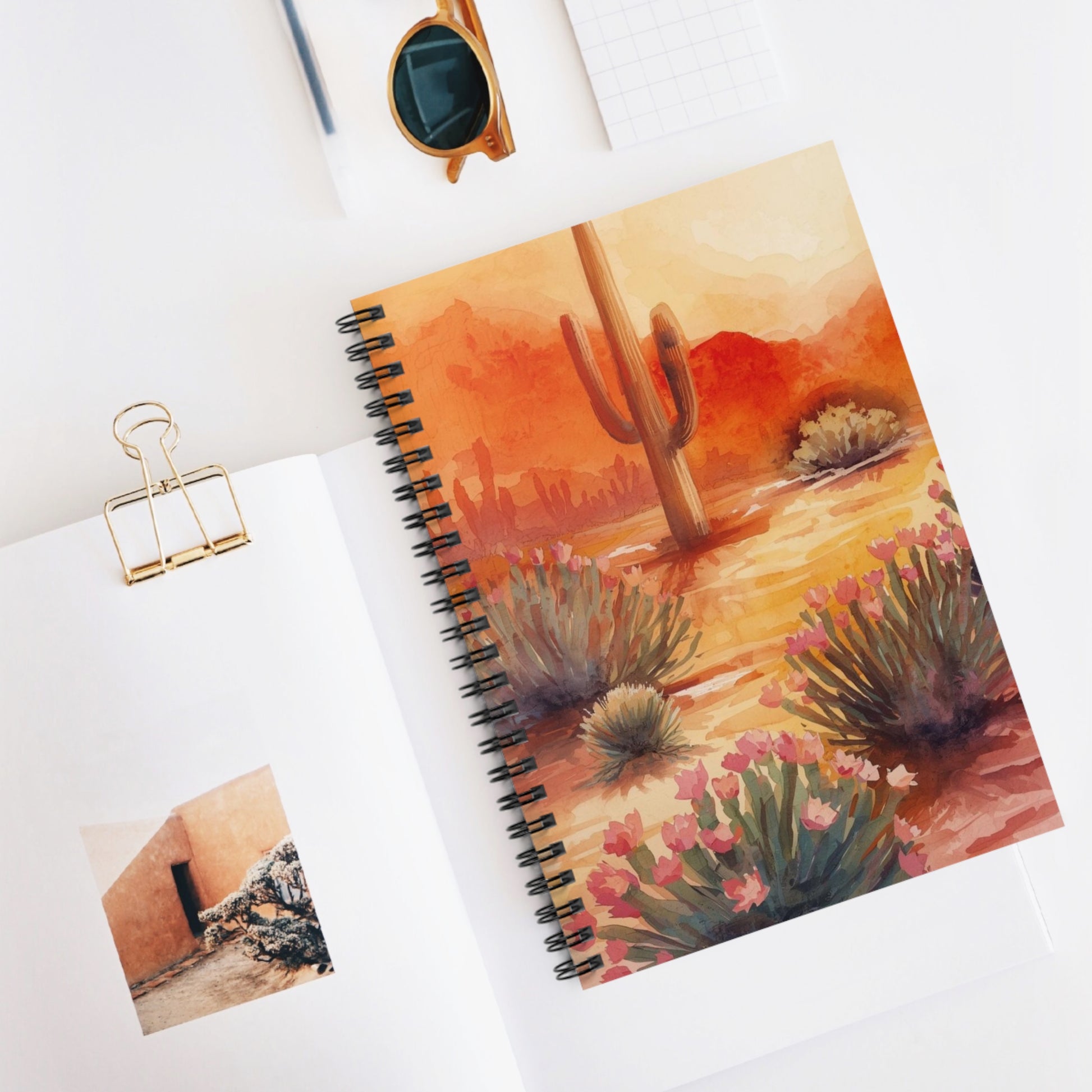 Desert Cactus Sunset Watercolor Spiral Notebook