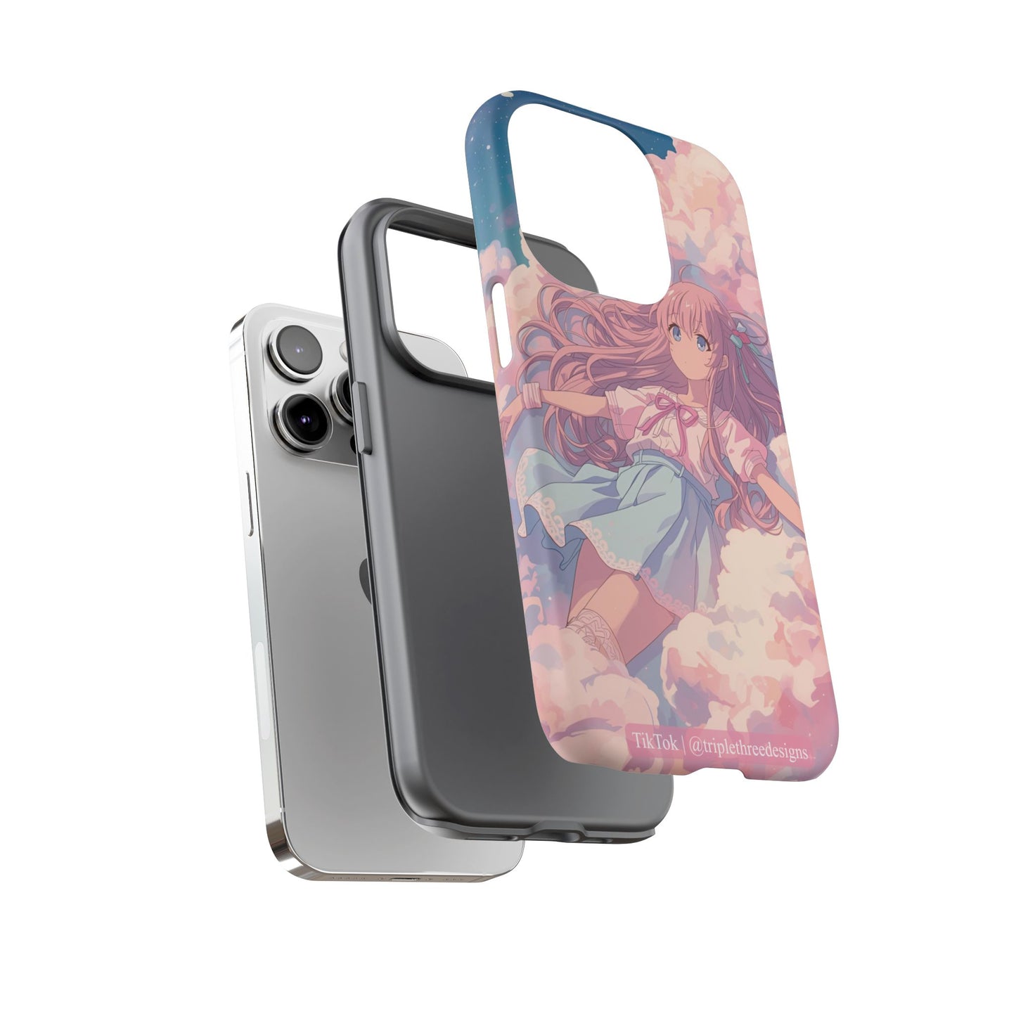 Dreamy Pastel Cloud Anime Girl Phone Case