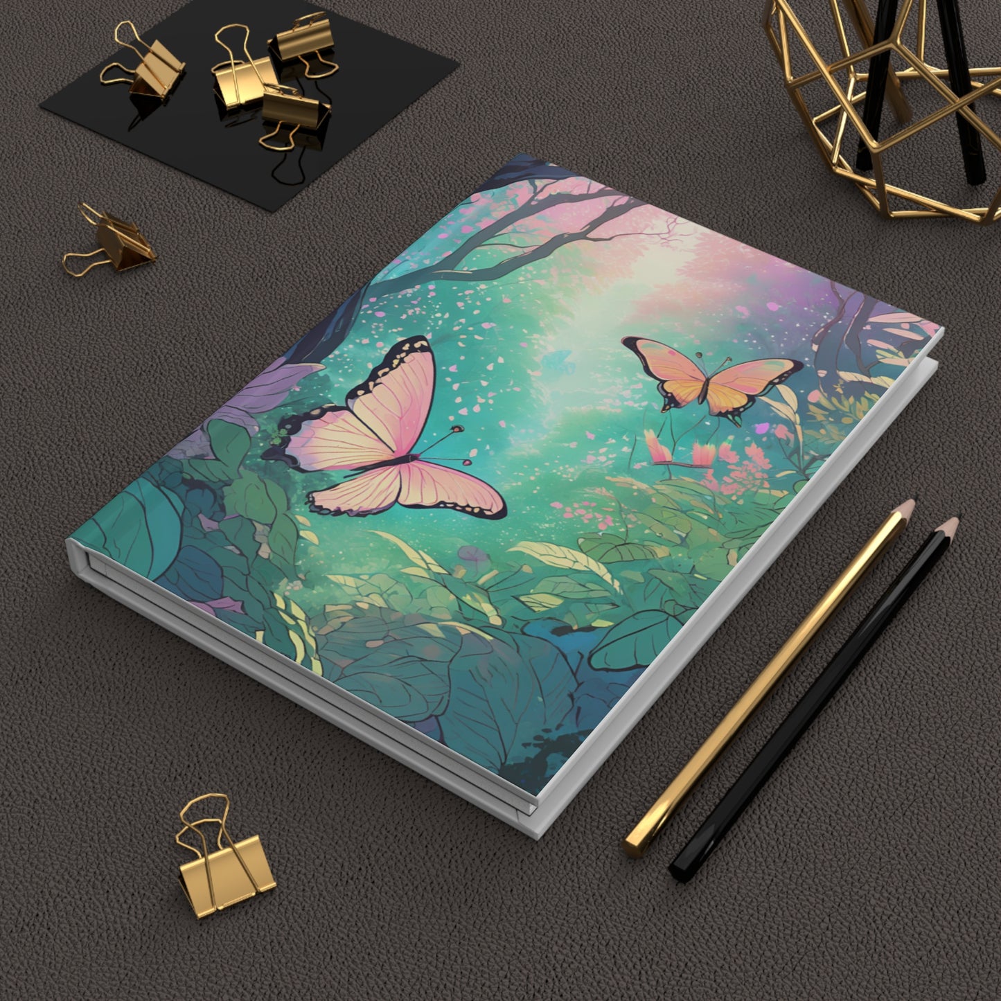 Pastel Butterfly Forest Hardcover Notebook
