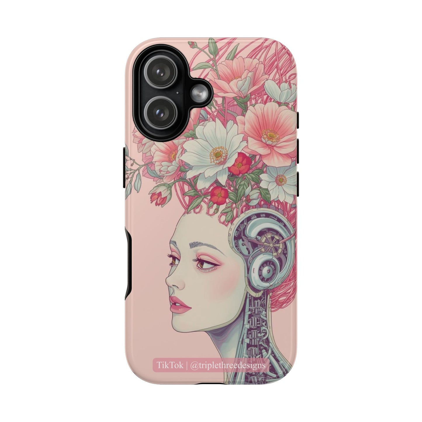 Pink Floral Cyberpunk Phone Case