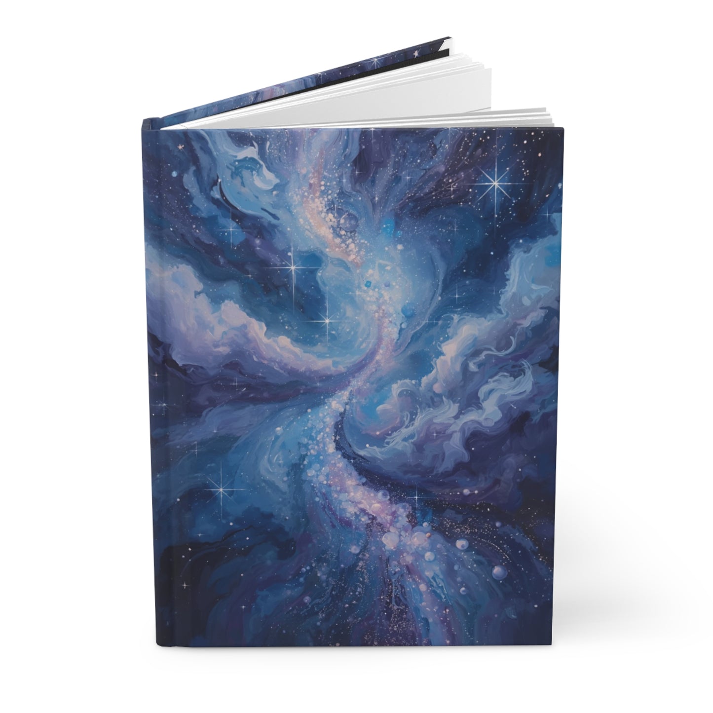 Blue Galaxy Swirl Space Hardcover Notebook Front Cover