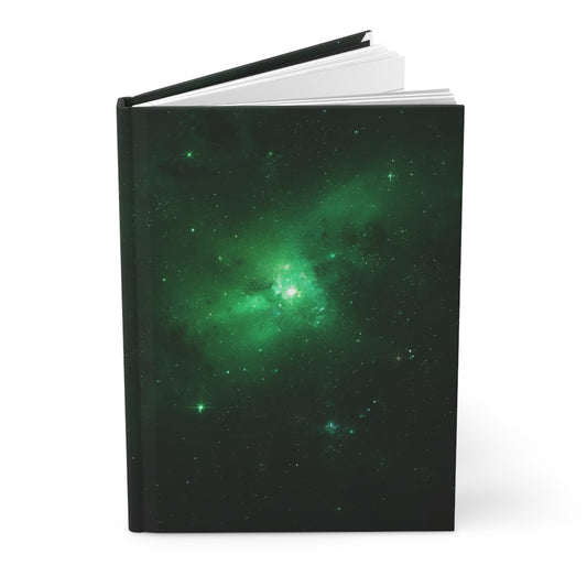 Emerald Nebula Galaxy Space Hardcover Notebook Front Cover