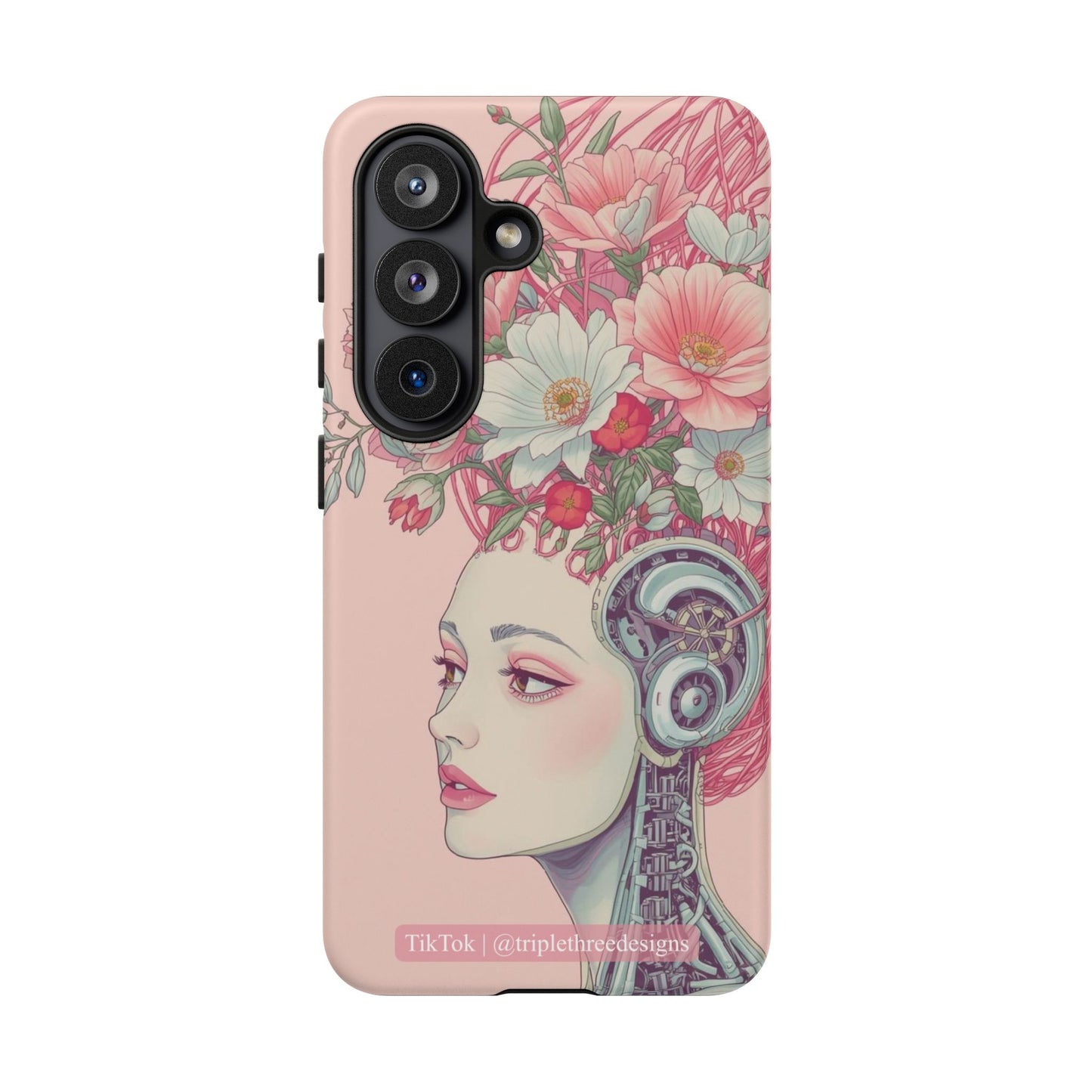 Pink Floral Cyberpunk Phone Case