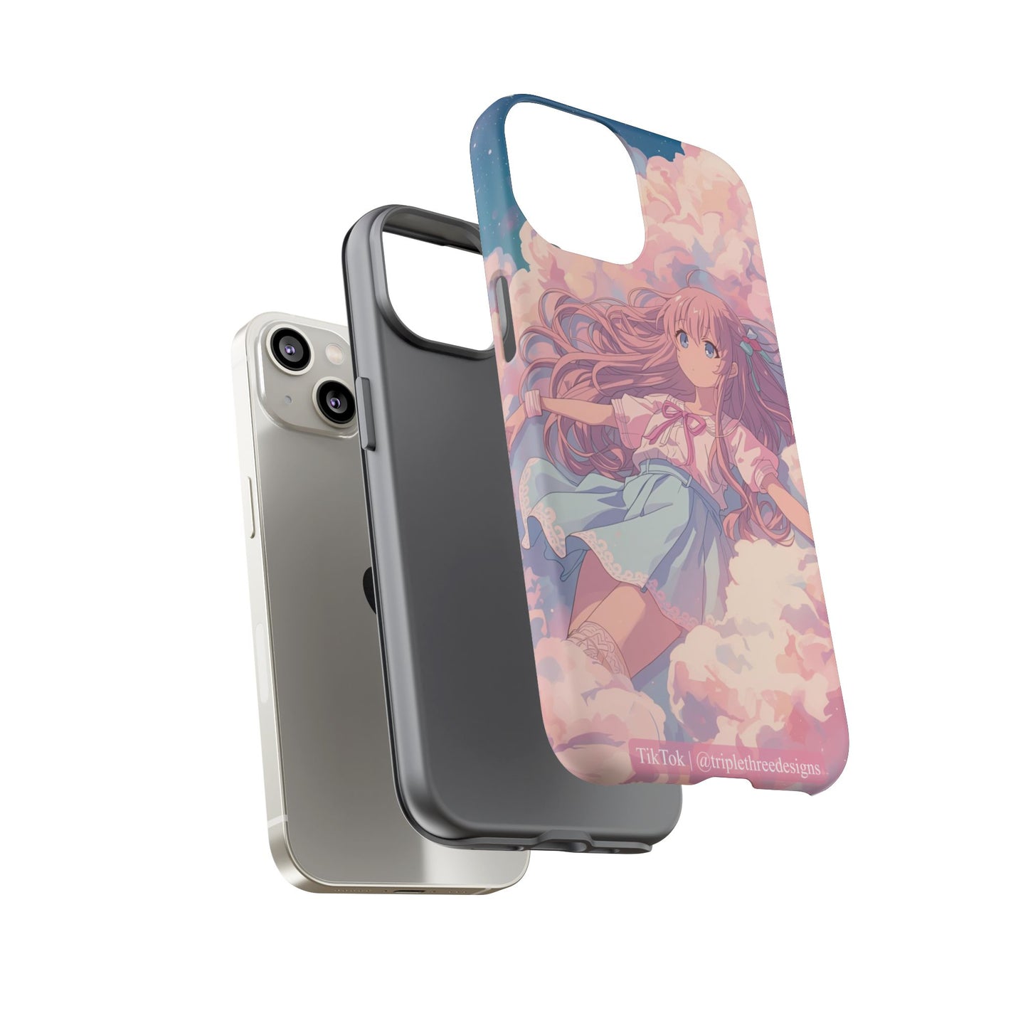 Dreamy Pastel Cloud Anime Girl Phone Case