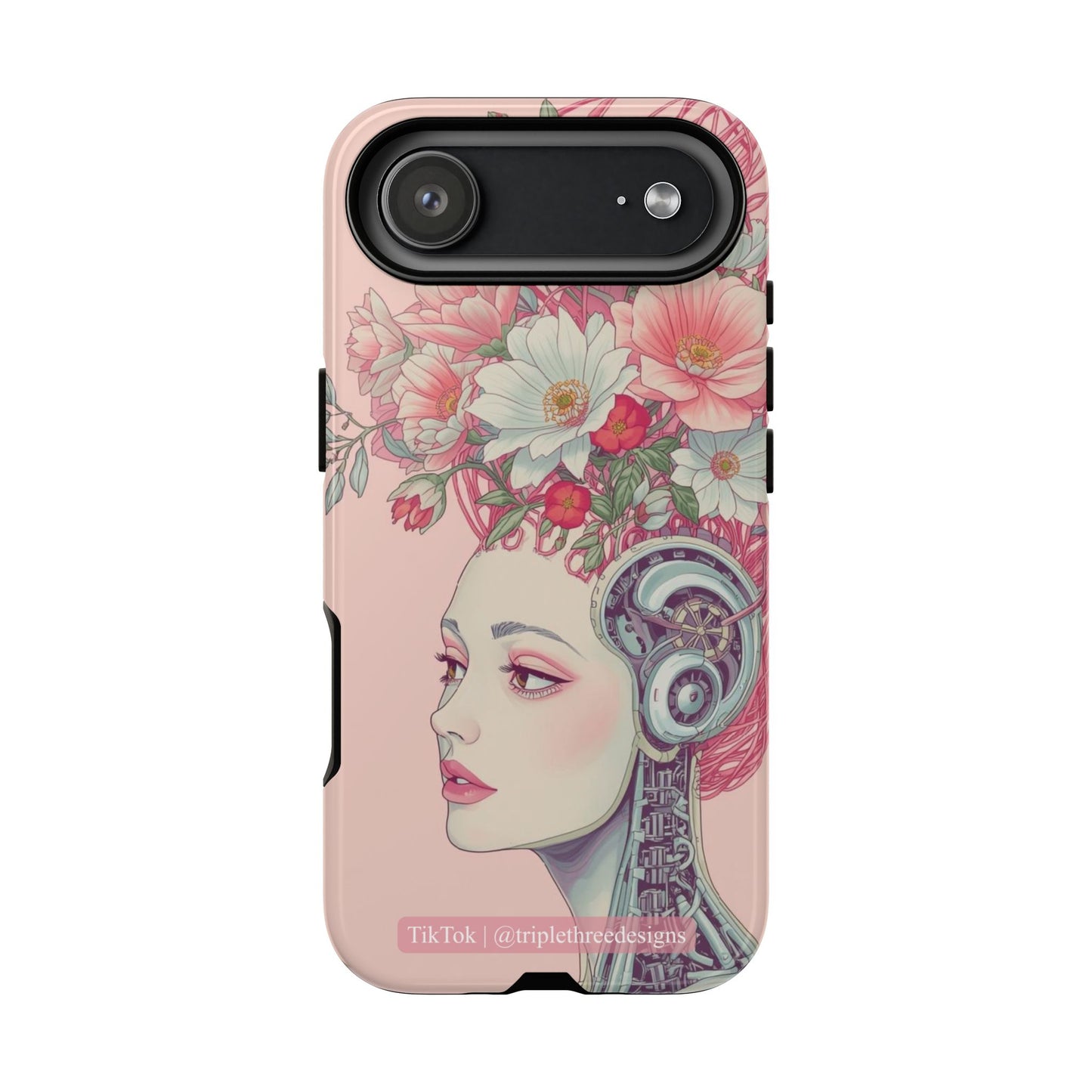 Pink Floral Cyberpunk Phone Case