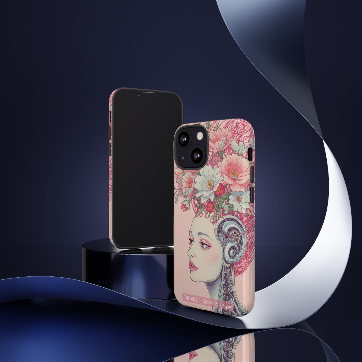 Pink Floral Cyberpunk Phone Case