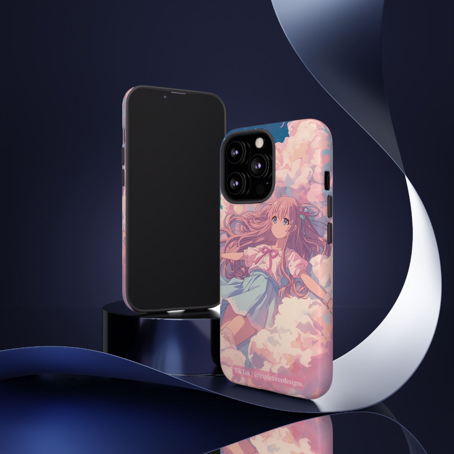 Dreamy Pastel Cloud Anime Girl Phone Case