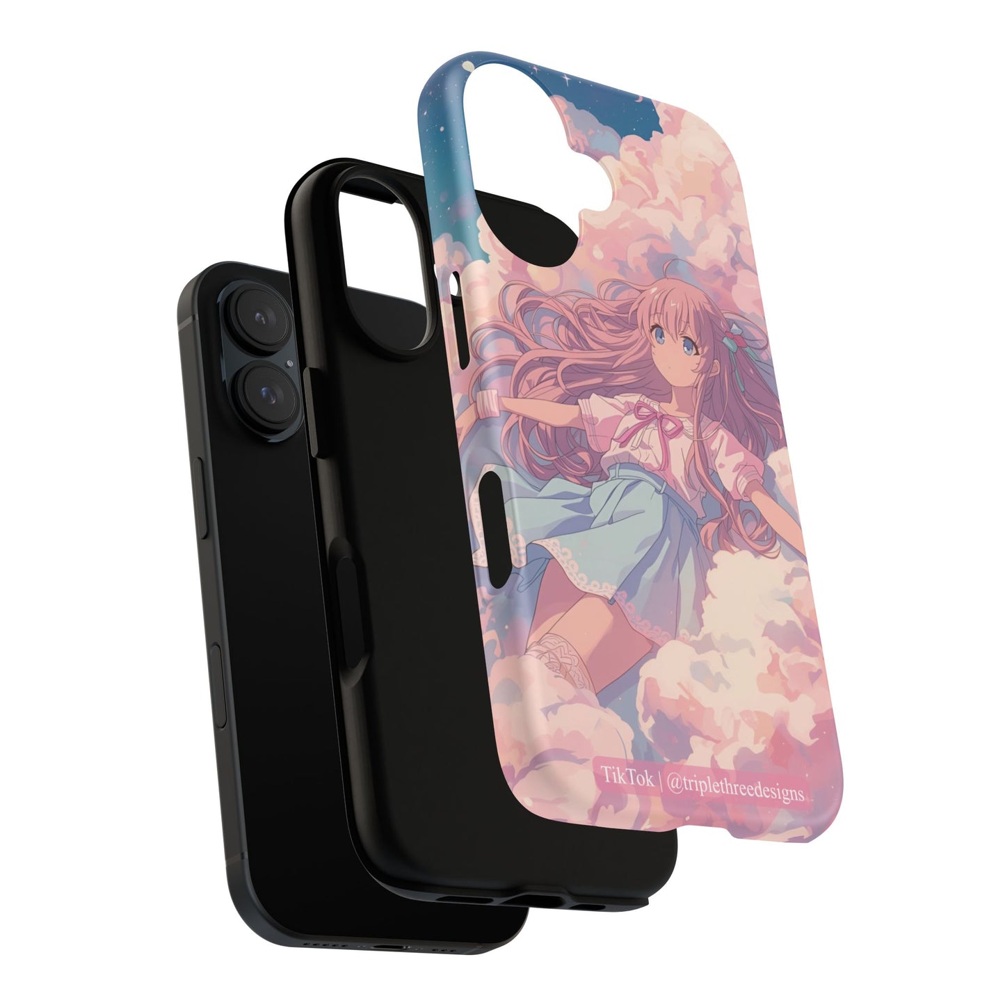 Dreamy Pastel Cloud Anime Girl Phone Case