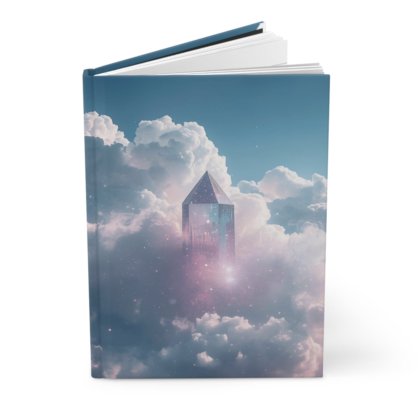 Book with a cover featuring a futuristic building in the clouds on a white background