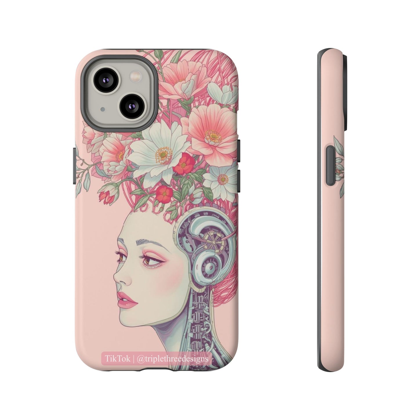 Pink Floral Cyberpunk Phone Case