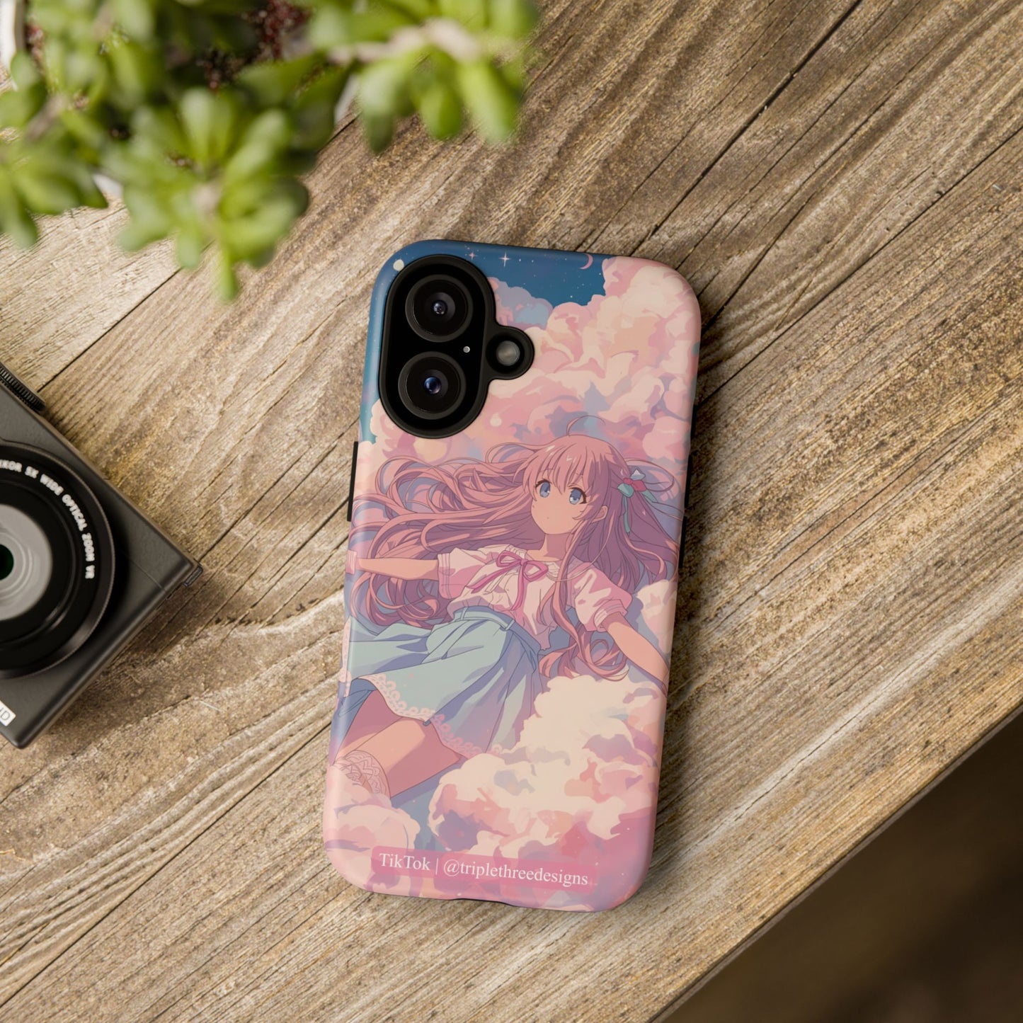 Dreamy Pastel Cloud Anime Girl Phone Case