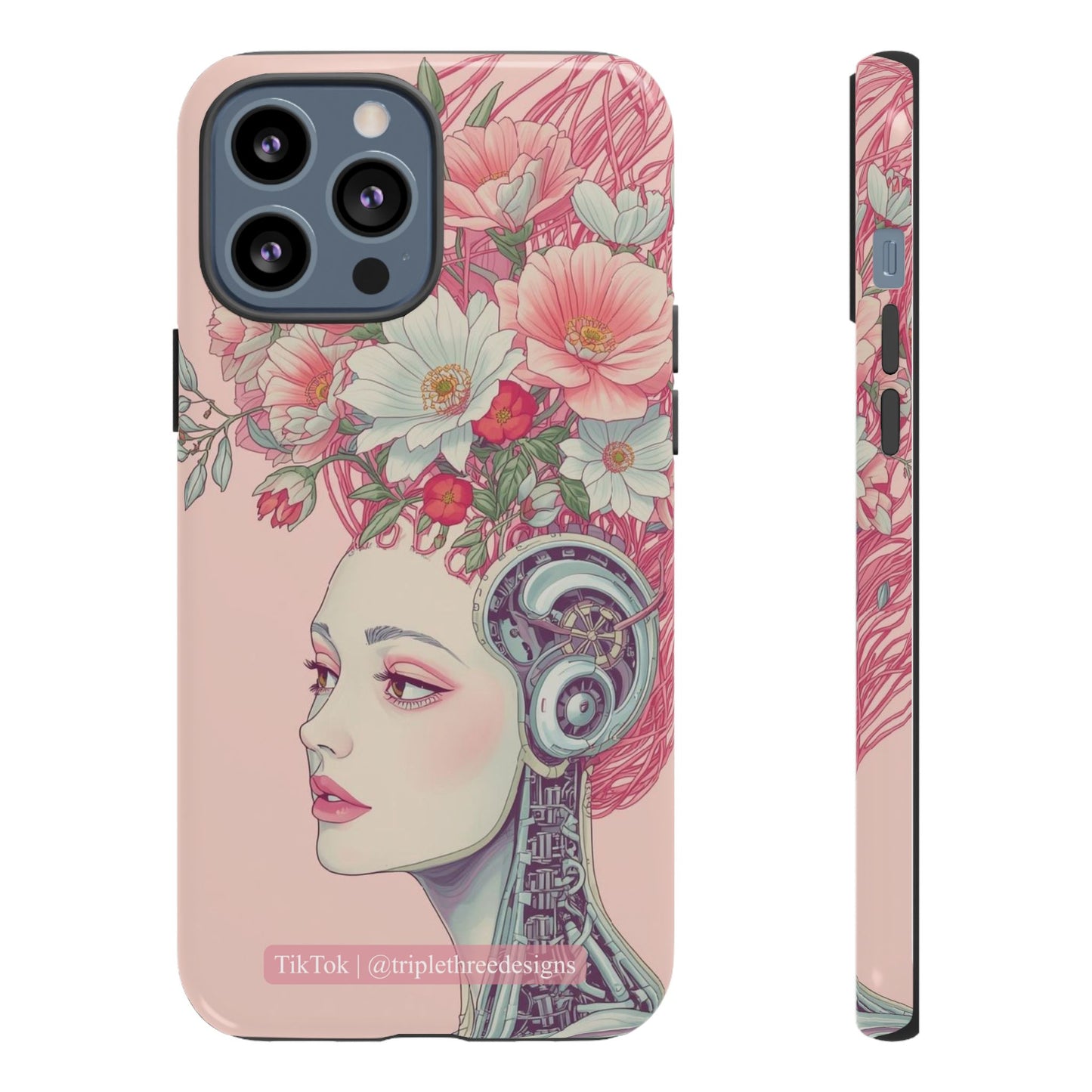 pink floral cyberpunk phone case