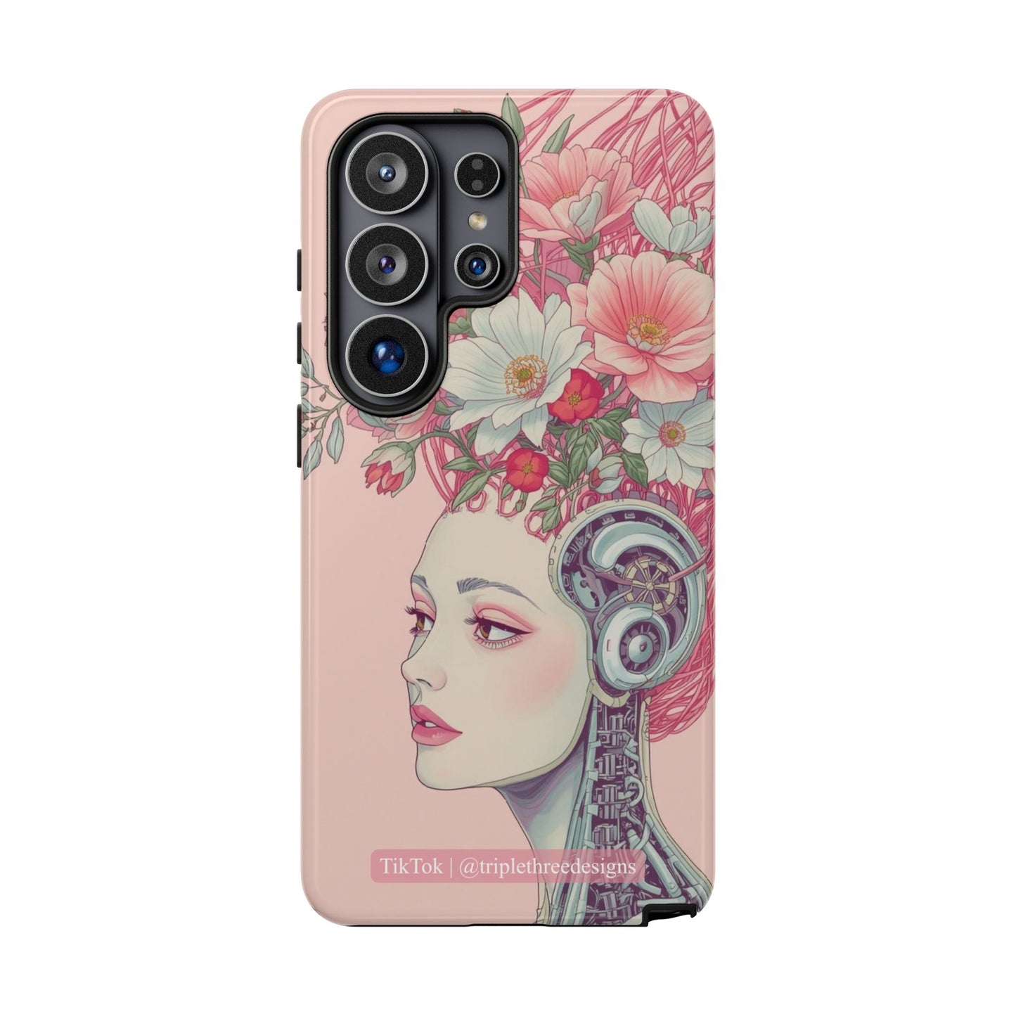Pink Floral Cyberpunk Phone Case