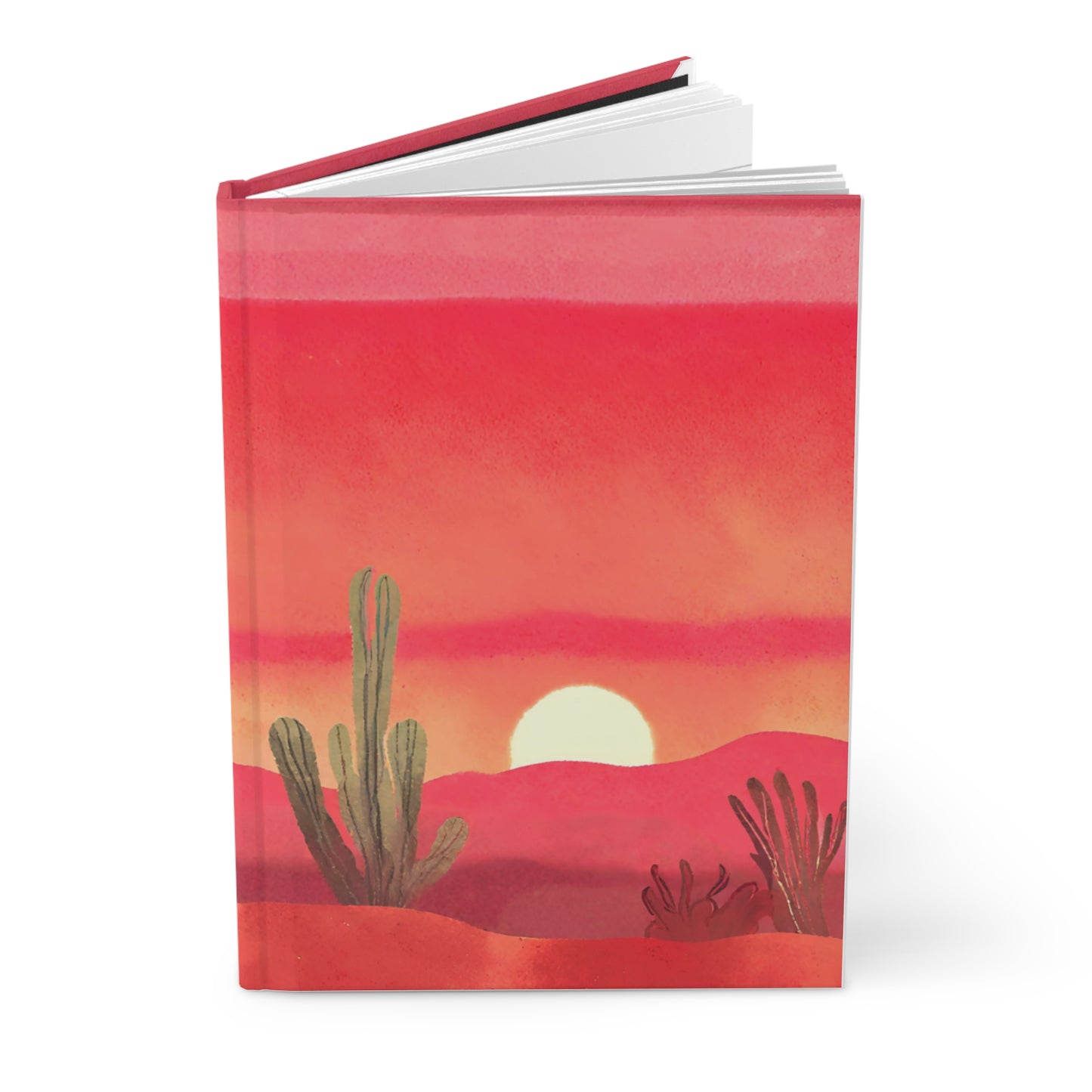 Red Desert Sunset Landscape Watercolor Notebook Front Cover