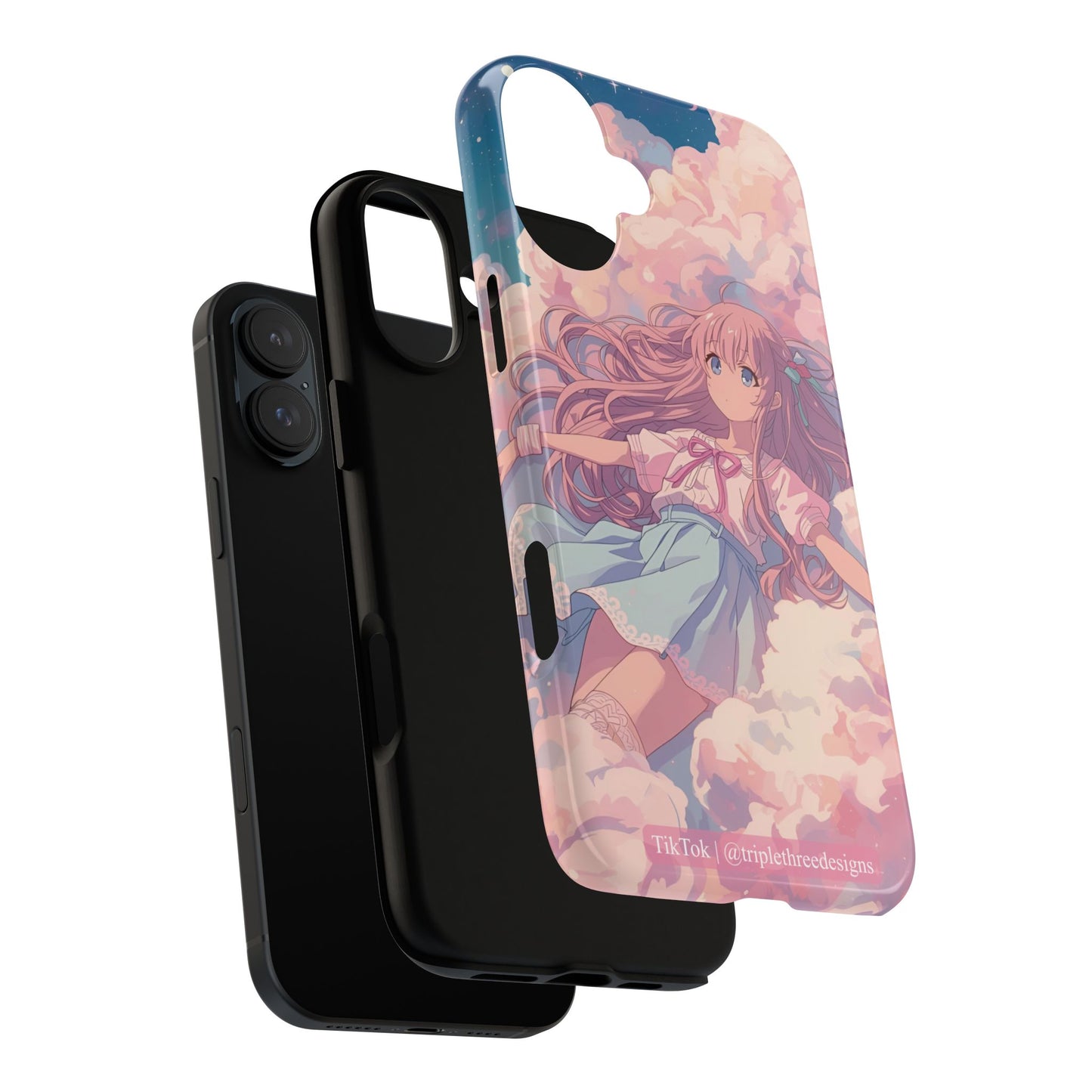 Dreamy Pastel Cloud Anime Girl Phone Case