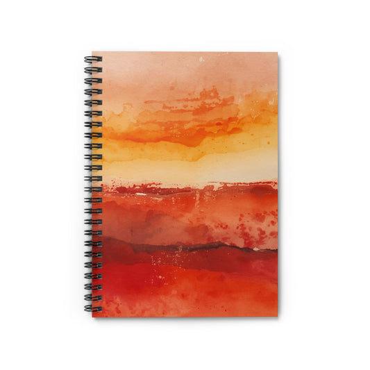 Red Orange Sunset Watercolor Spiral Notebook Front Cover