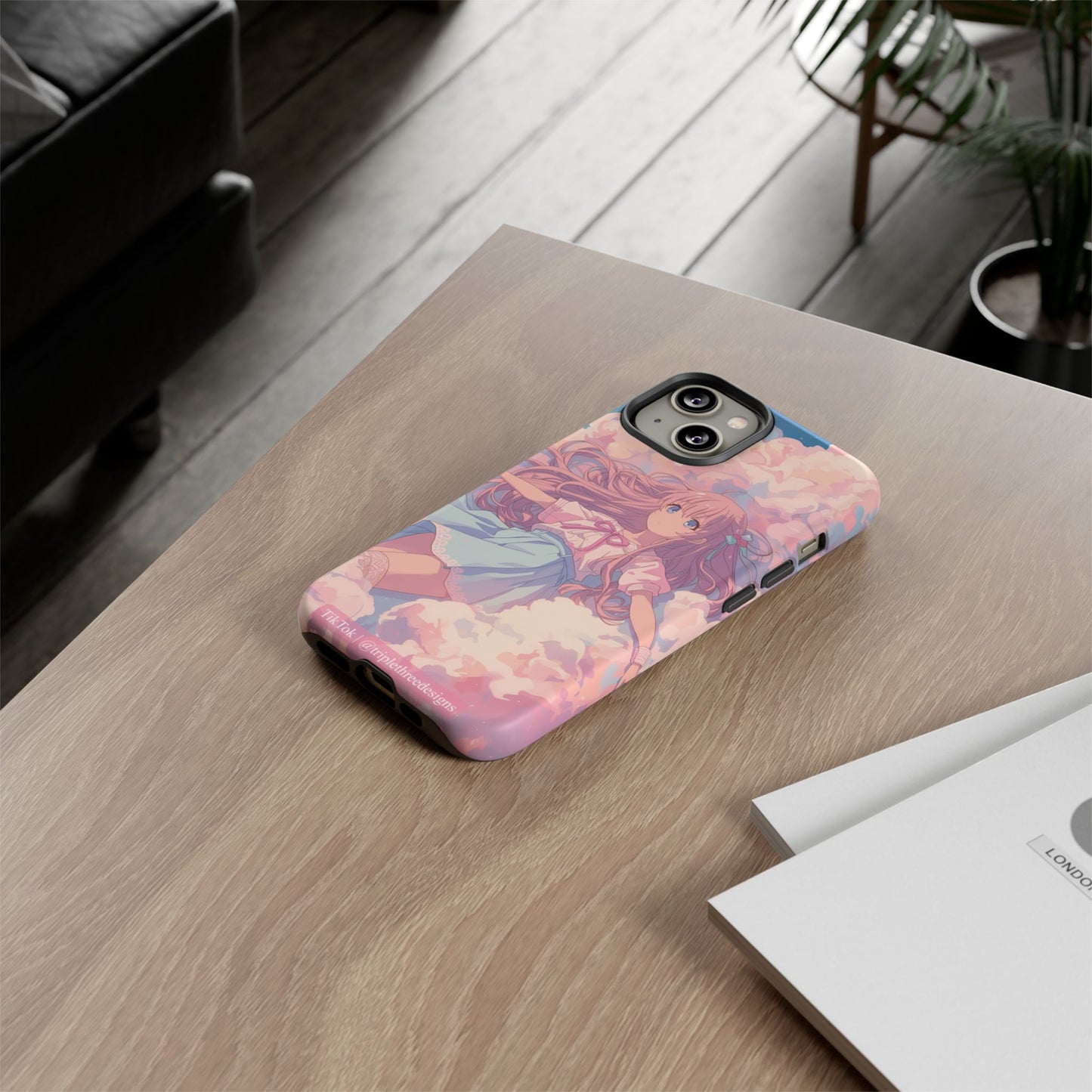 Dreamy Pastel Cloud Anime Girl Phone Case