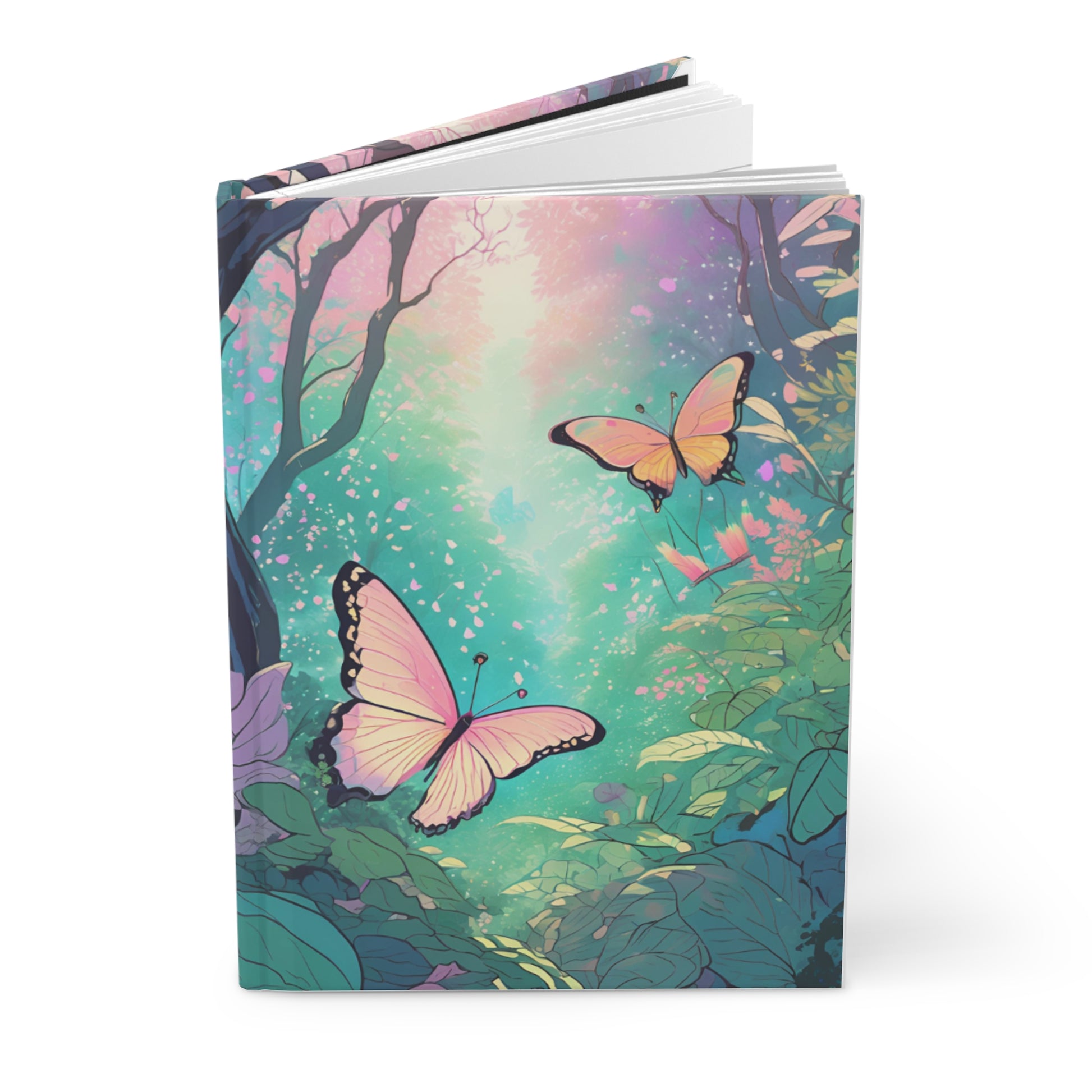 Pastel Butterfly Forest Hardcover Notebook Front Cover