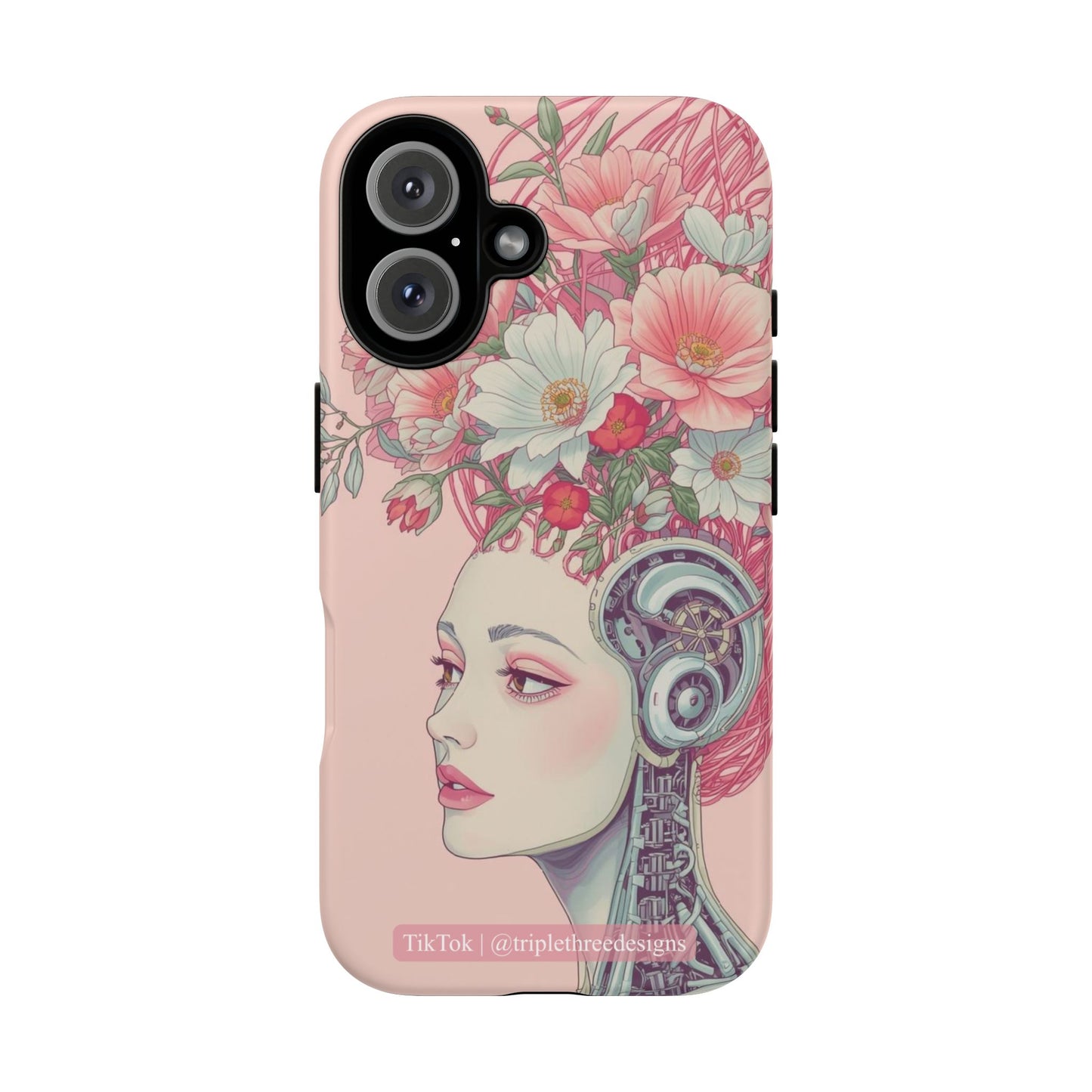 Pink Floral Cyberpunk Phone Case