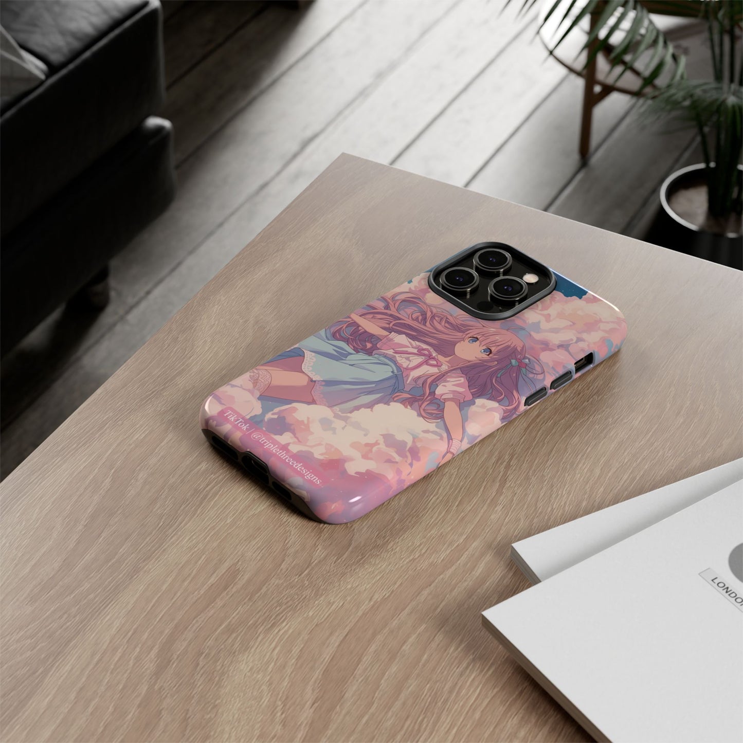 Dreamy Pastel Cloud Anime Girl Phone Case