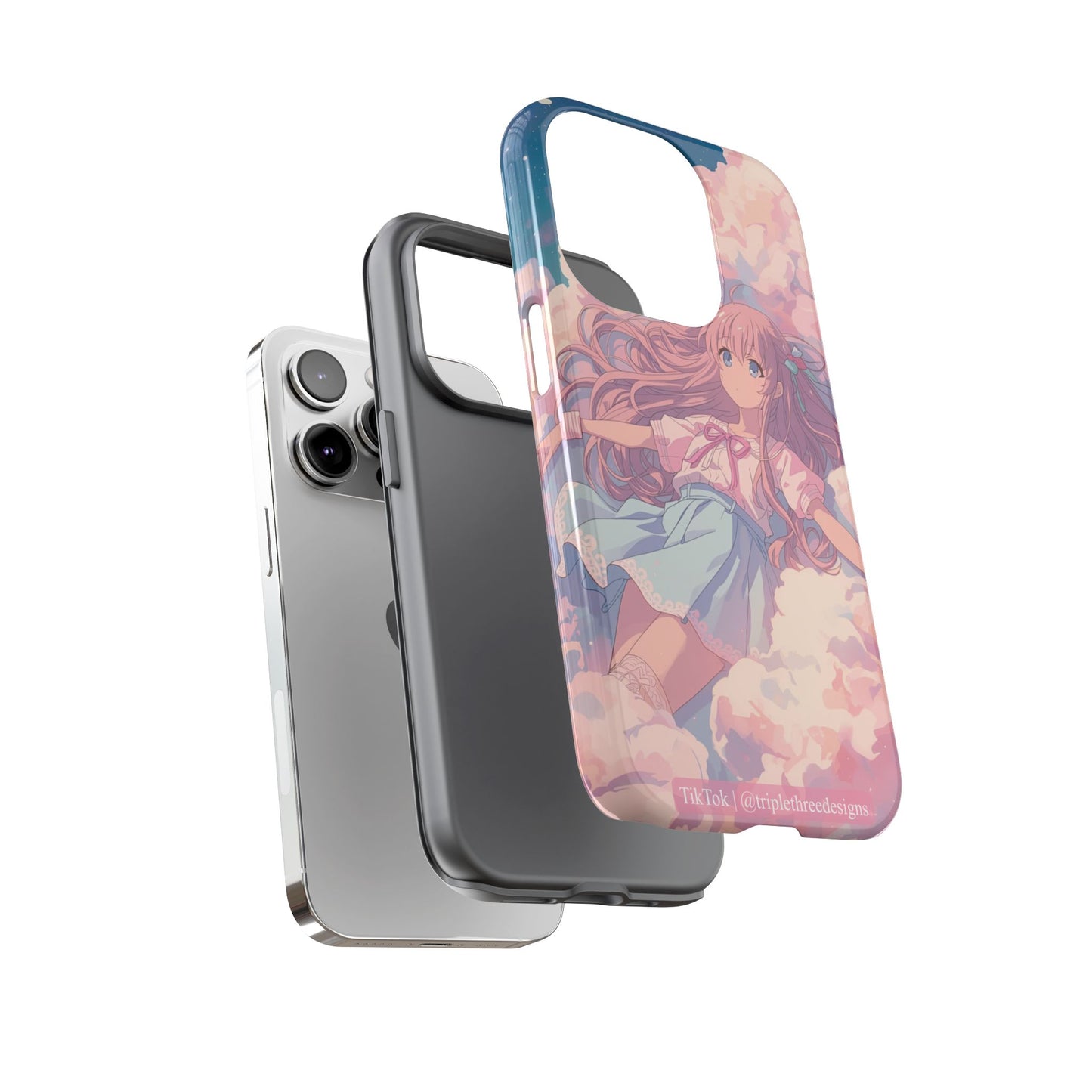 Dreamy Pastel Cloud Anime Girl Phone Case