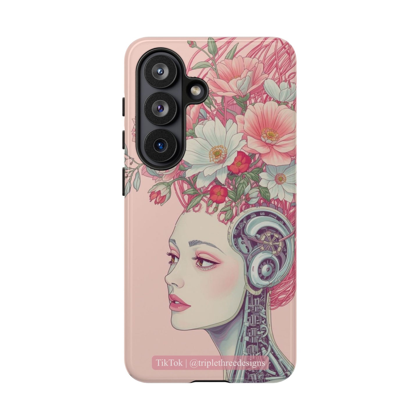 Pink Floral Cyberpunk Phone Case