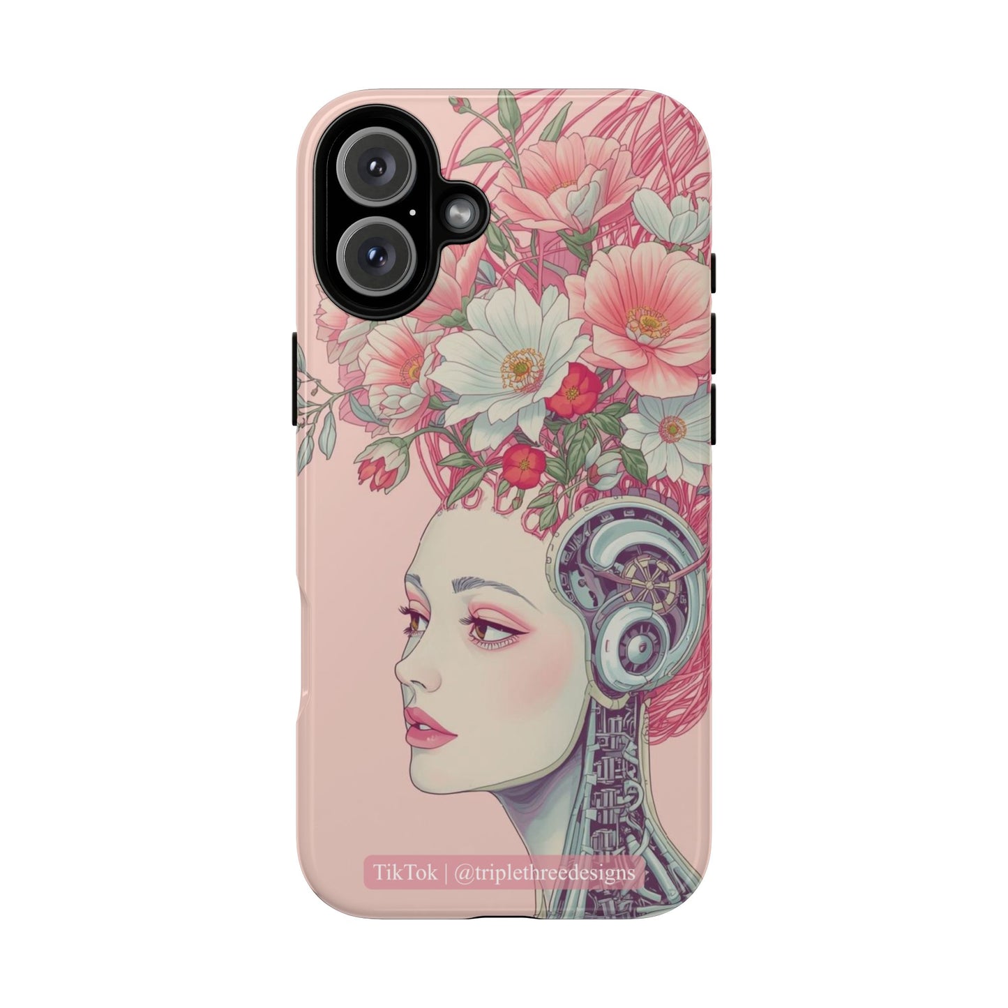 Pink Floral Cyberpunk Phone Case
