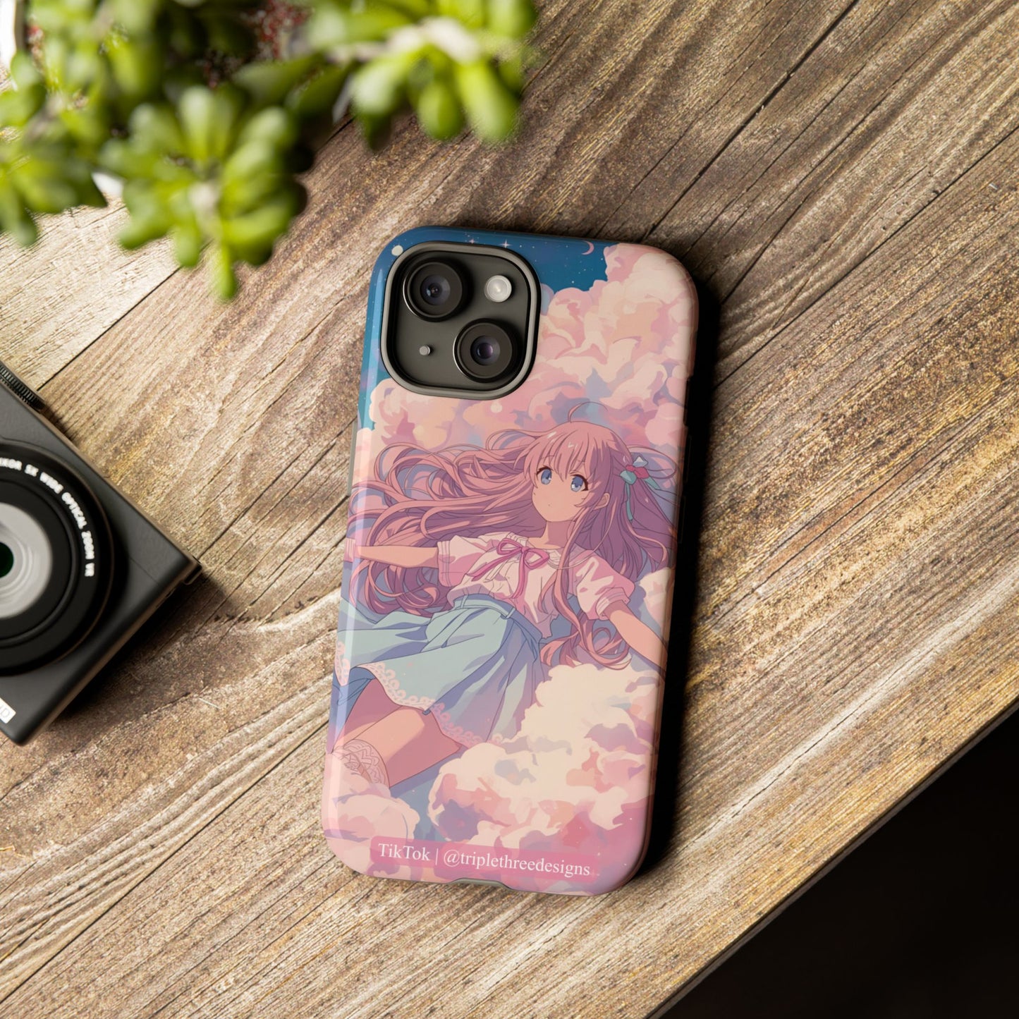 Dreamy Pastel Cloud Anime Girl Phone Case