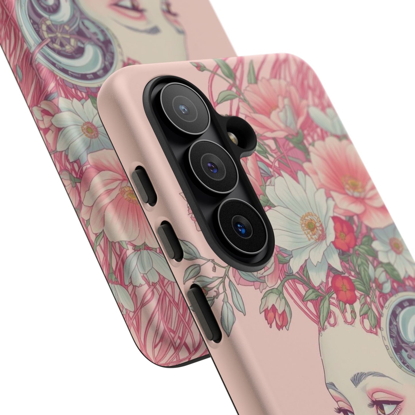Pink Floral Cyberpunk Phone Case