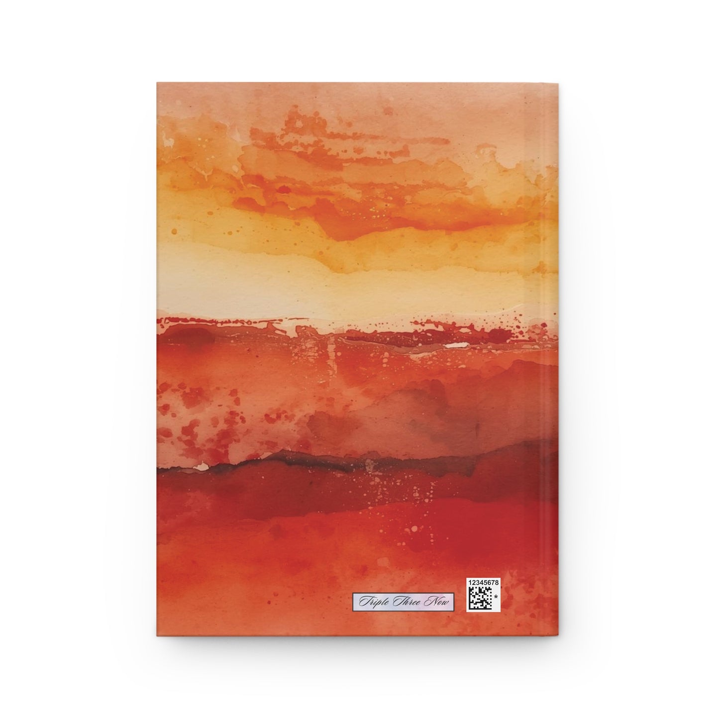 Notebook with abstract orange and red design on a white background