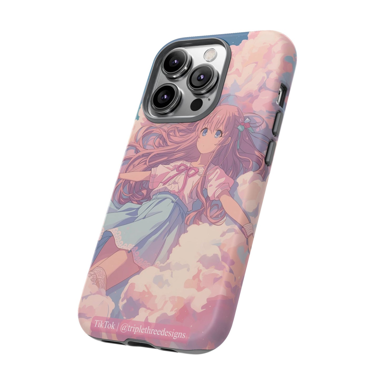 Dreamy Pastel Cloud Anime Girl Phone Case