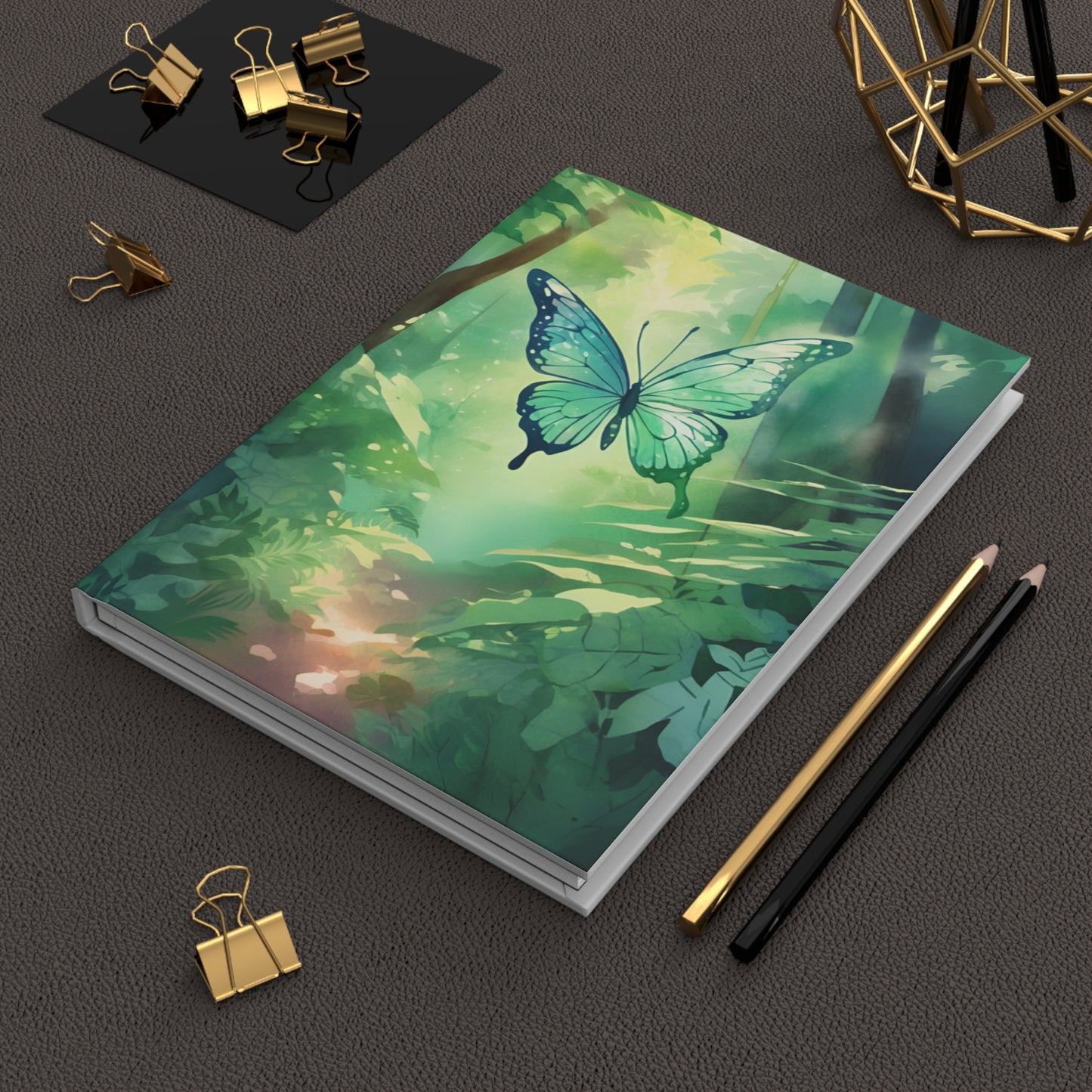 Green Butterfly Forest Notebook Hardcover