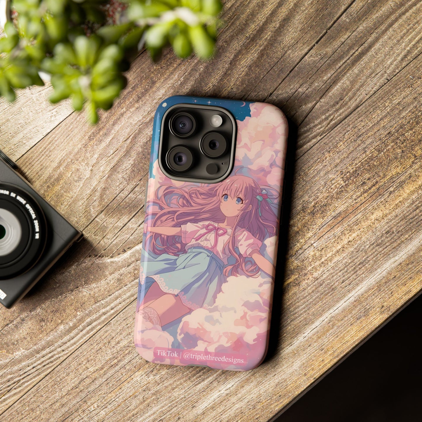 Dreamy Pastel Cloud Anime Girl Phone Case