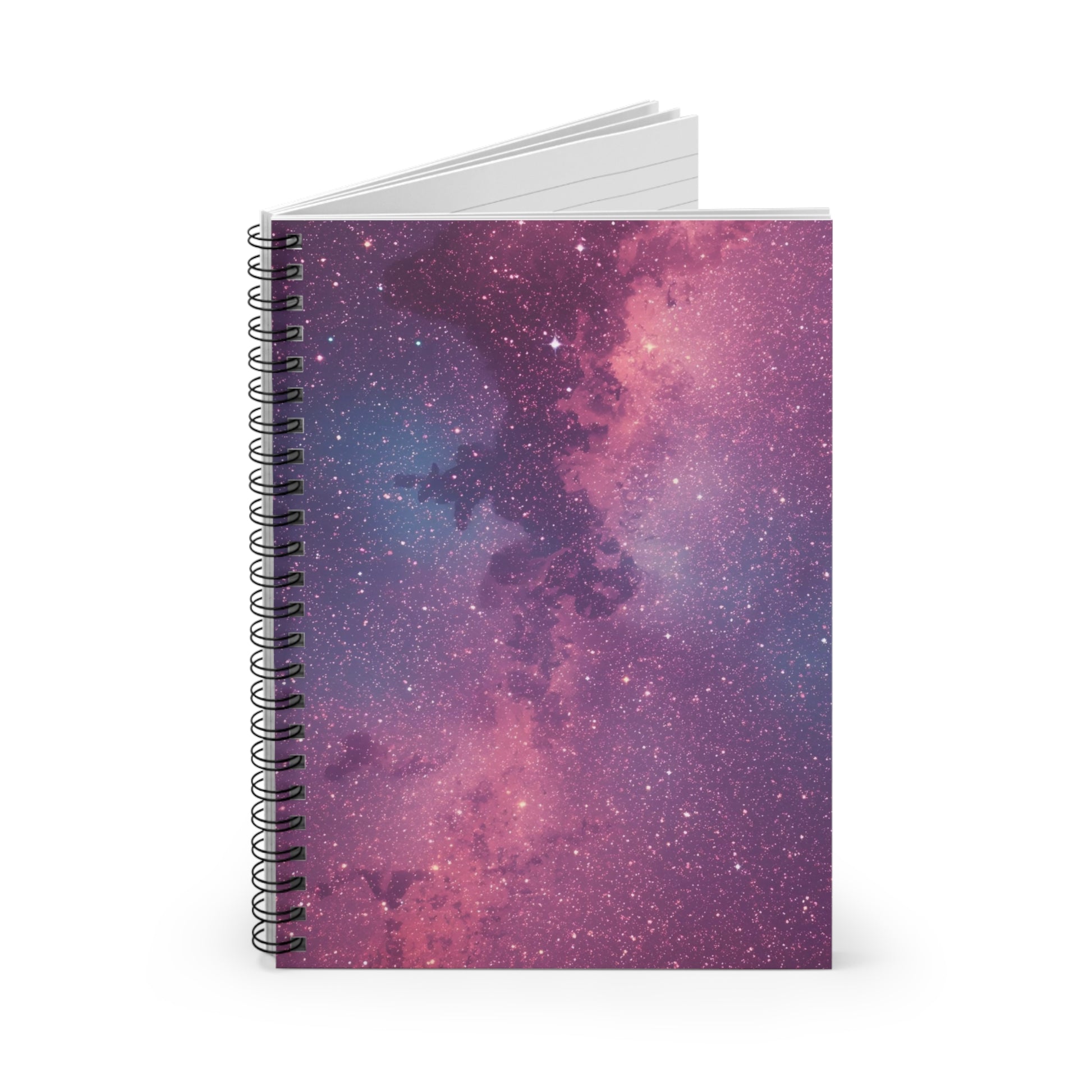 Notebook with a galaxy-themed cover on a white background