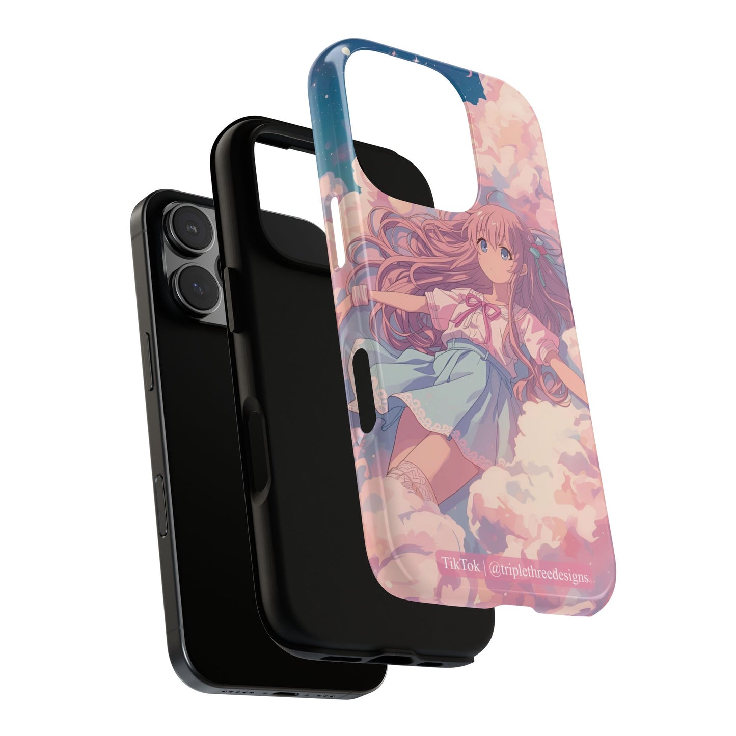Dreamy Pastel Cloud Anime Girl Phone Case