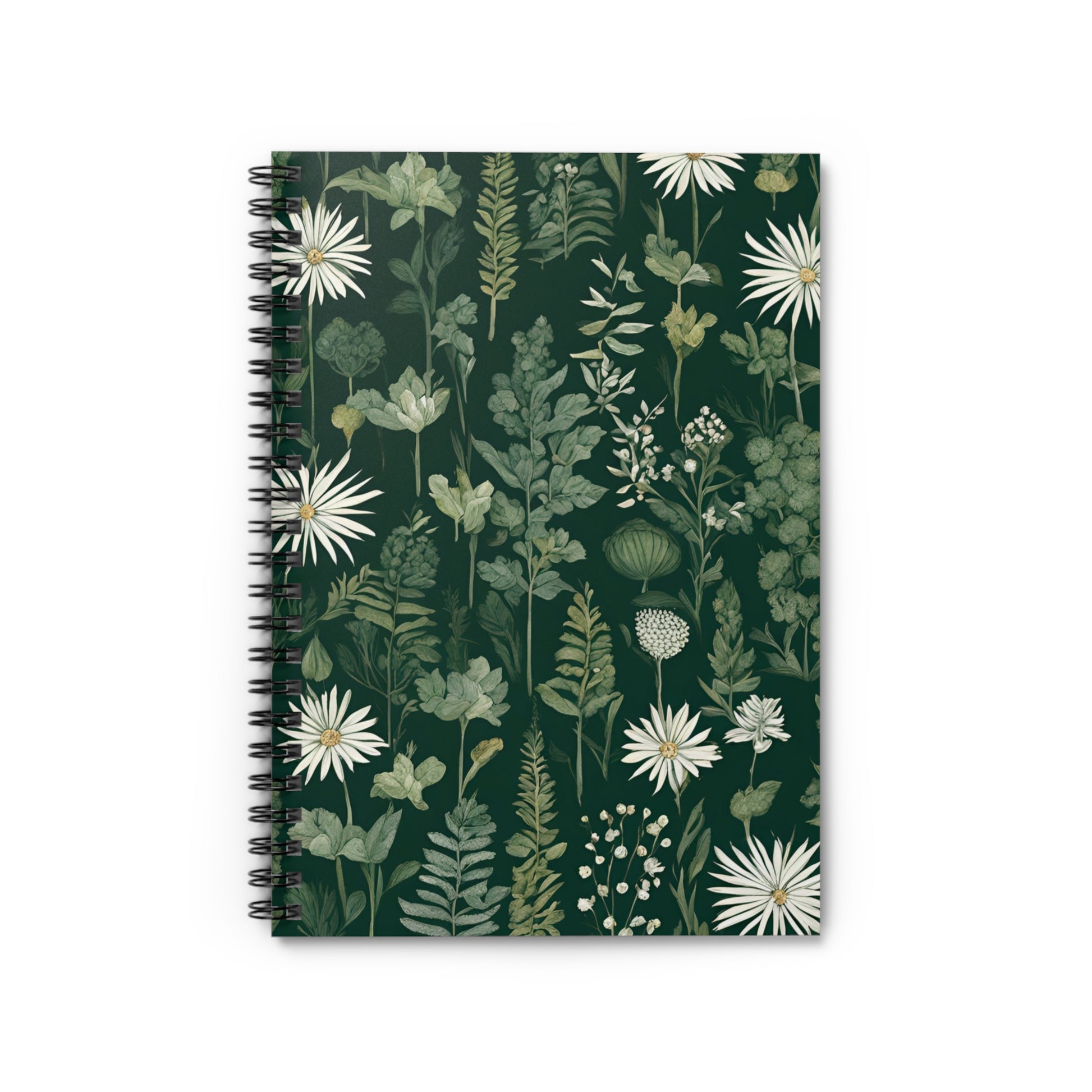 Notebook with floral design on a green background