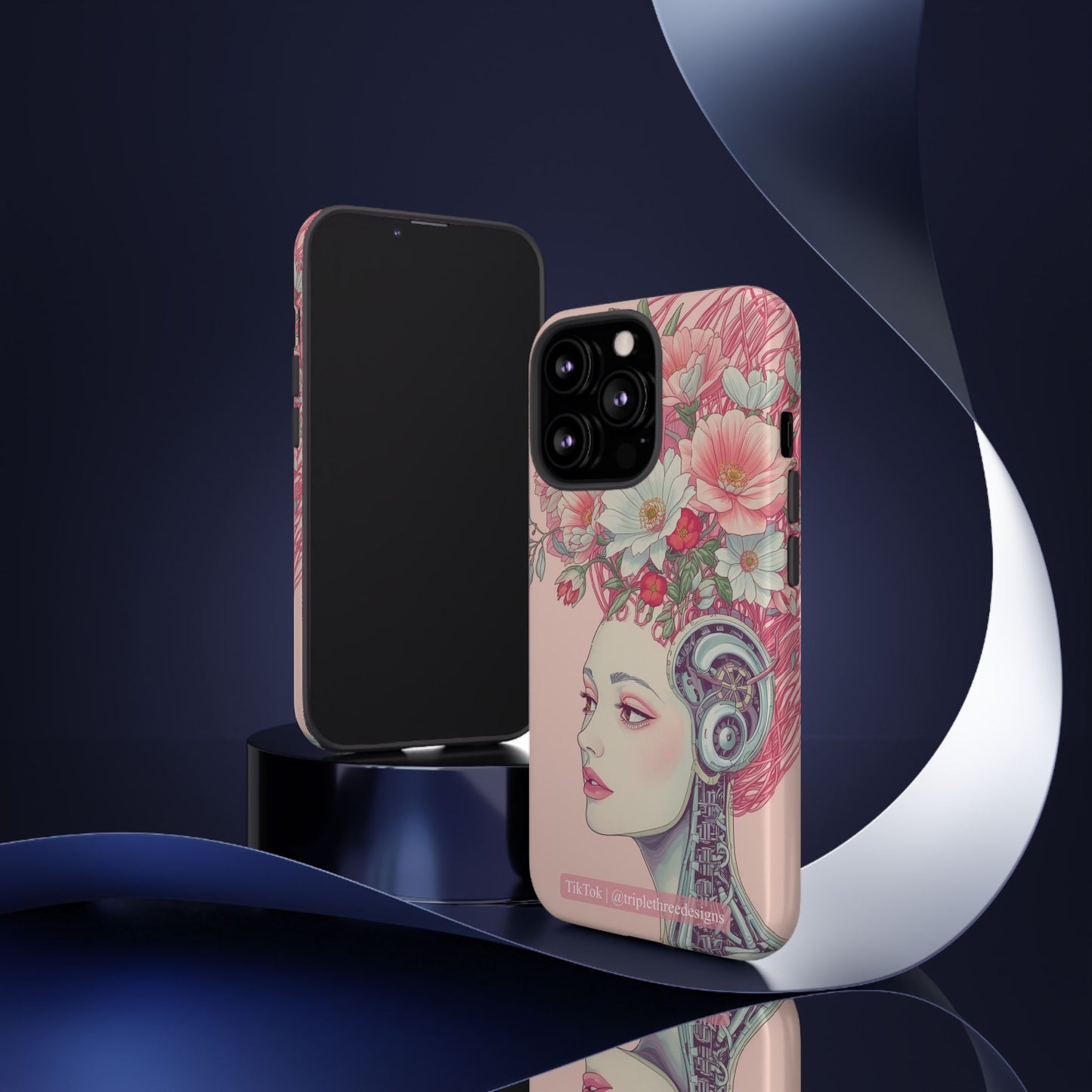 Pink Floral Cyberpunk Phone Case