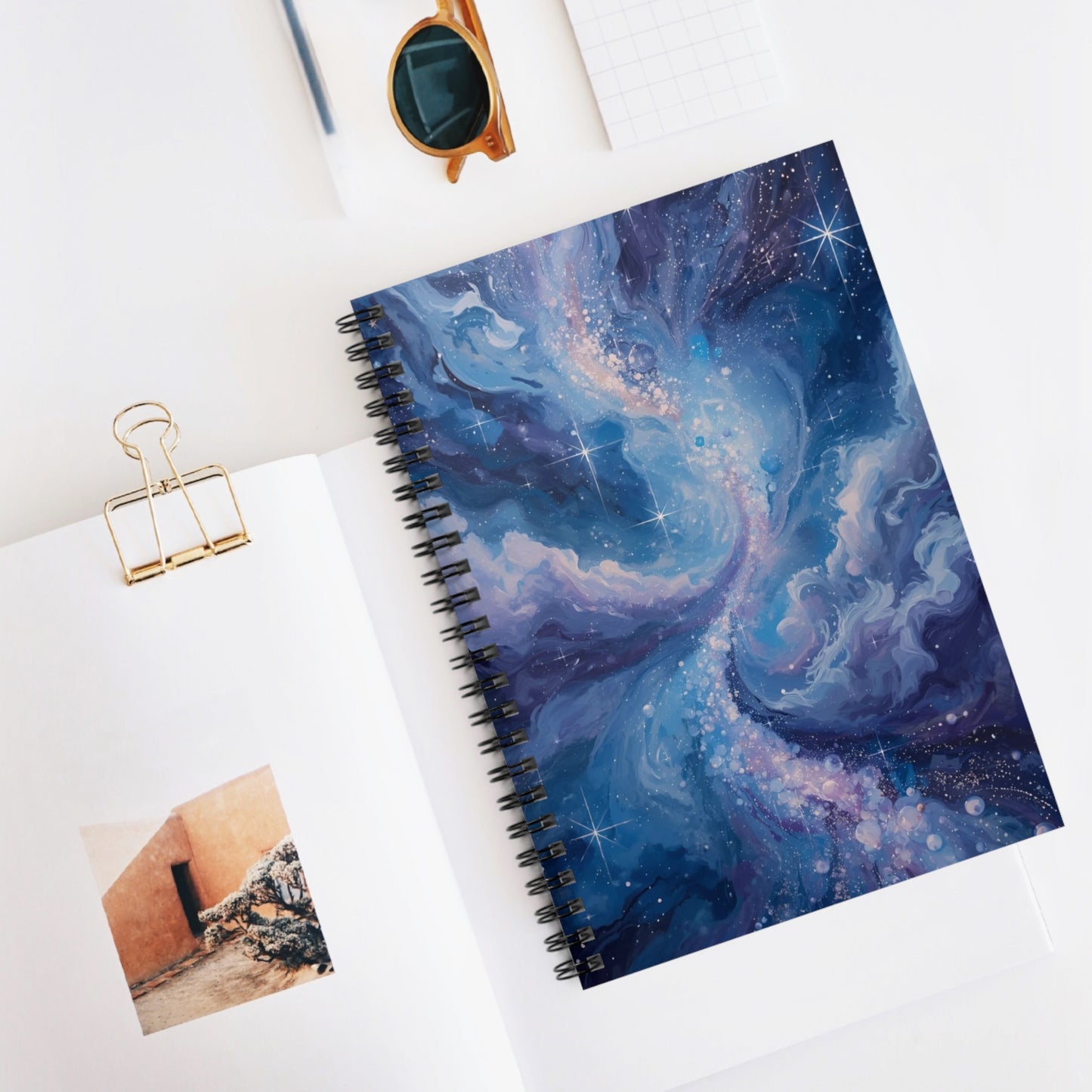 Blue Galaxy Swirl Space Spiral Notebook