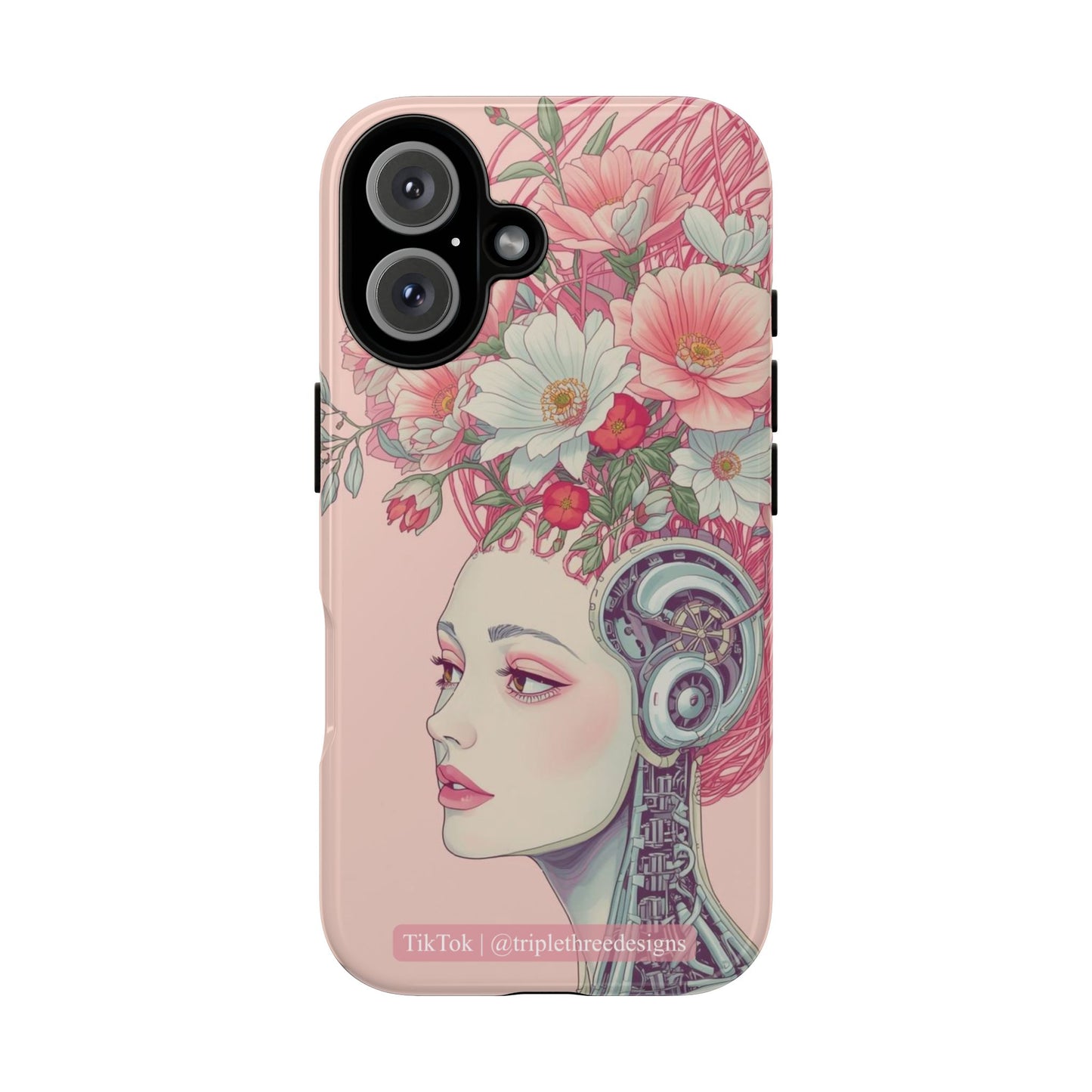 Pink Floral Cyberpunk Phone Case