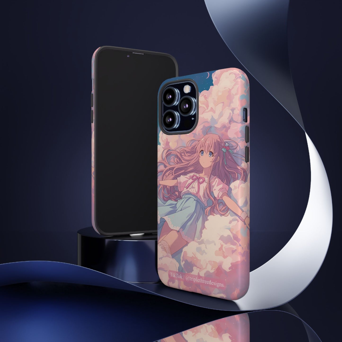Dreamy Pastel Cloud Anime Girl Phone Case