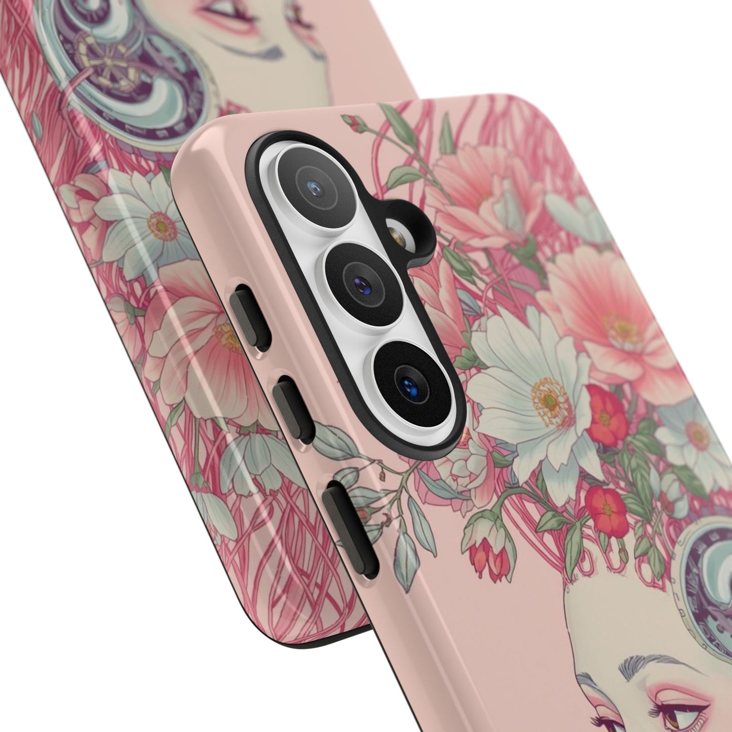 Pink Floral Cyberpunk Phone Case