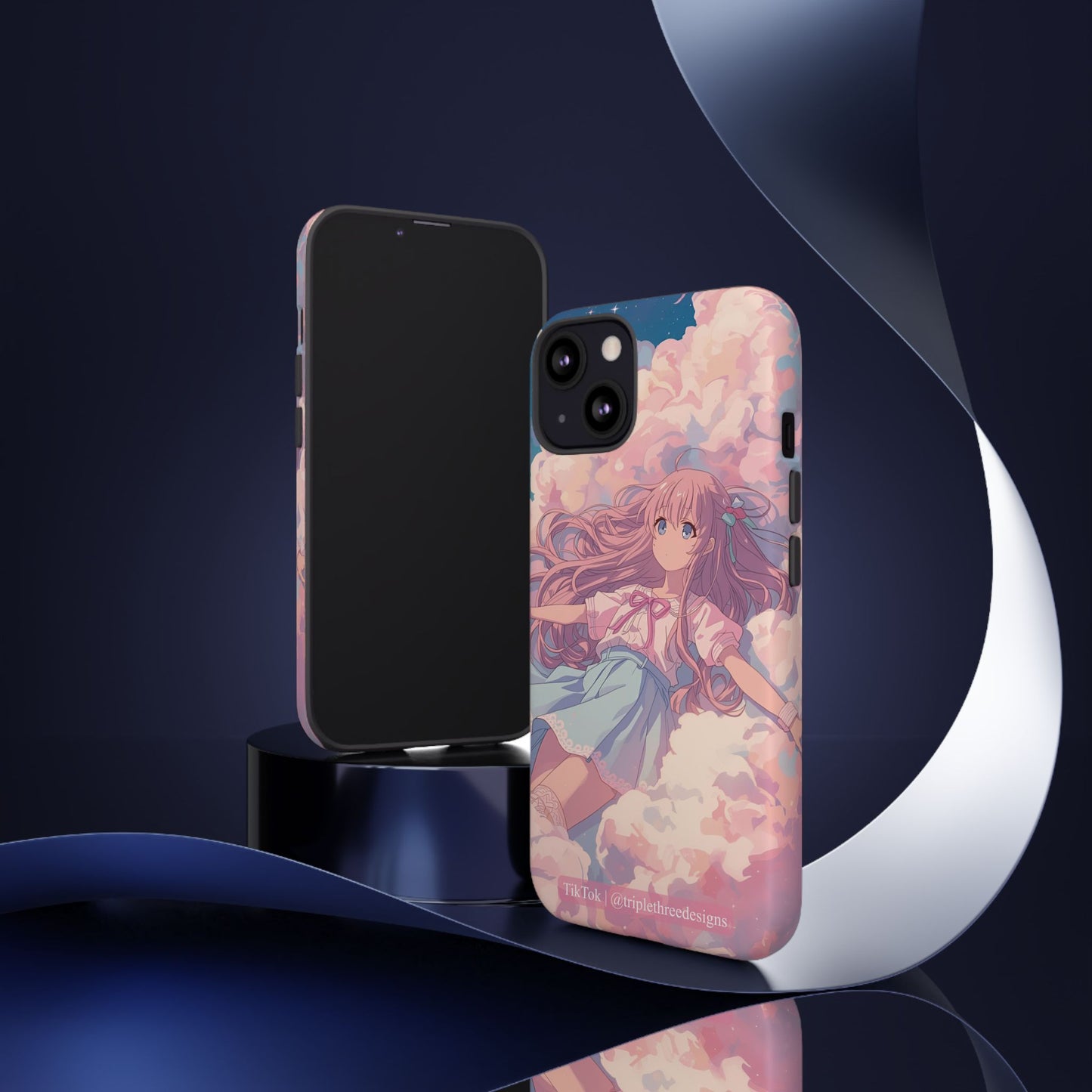 Dreamy Pastel Cloud Anime Girl Phone Case