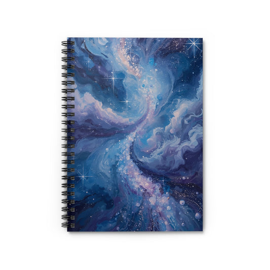 Notebook with a galaxy design on a white background