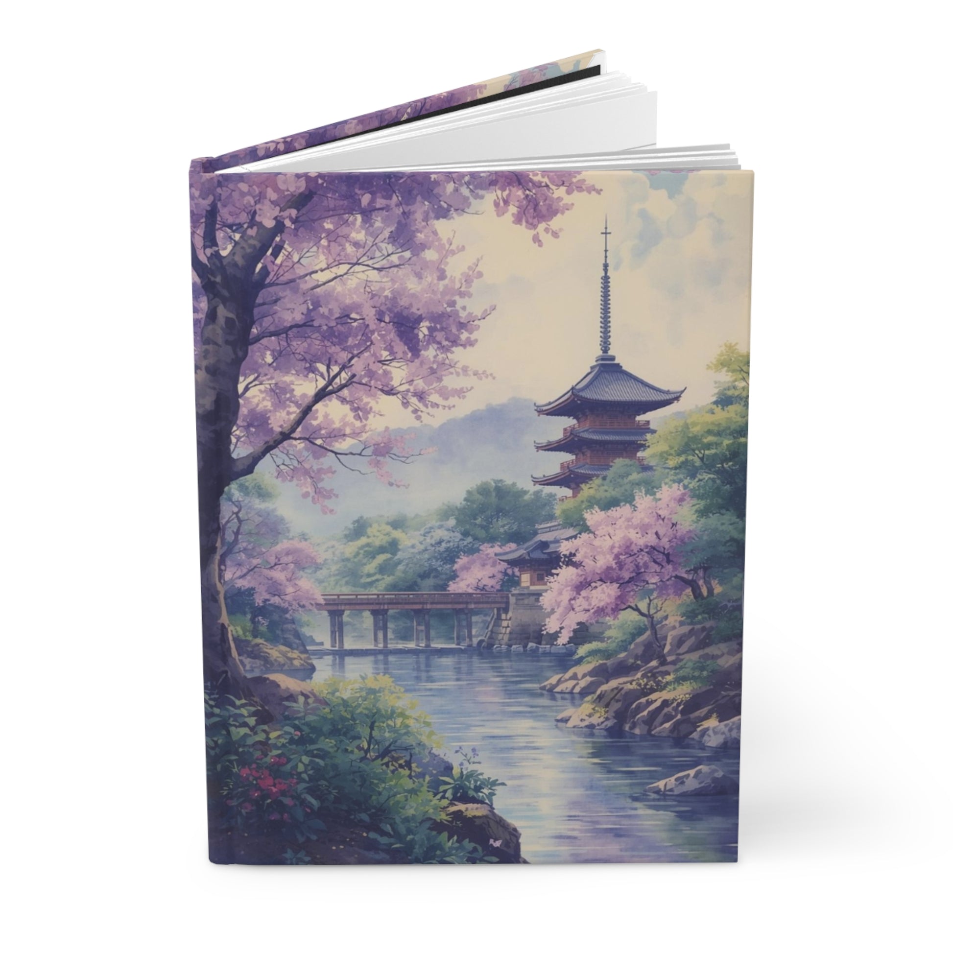 Soft Purple Cherry Blossom Nature Hardcover Notebook Art Front Cover