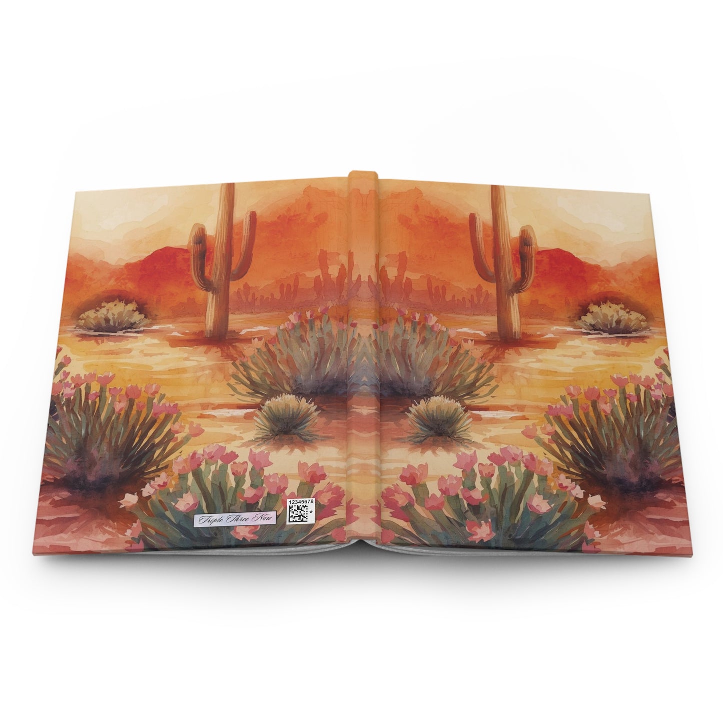 Book cover with a desert landscape illustration featuring cacti and flowers.