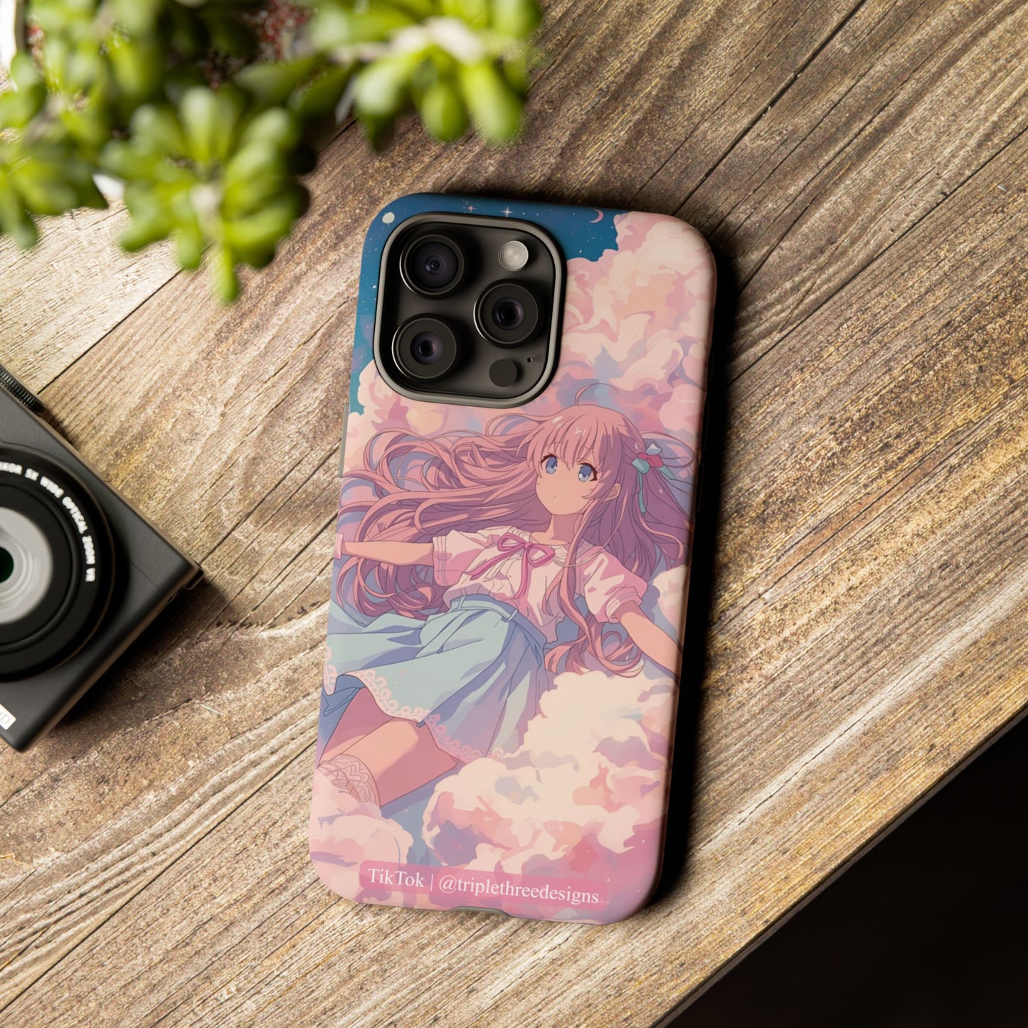 Dreamy Pastel Cloud Anime Girl Phone Case