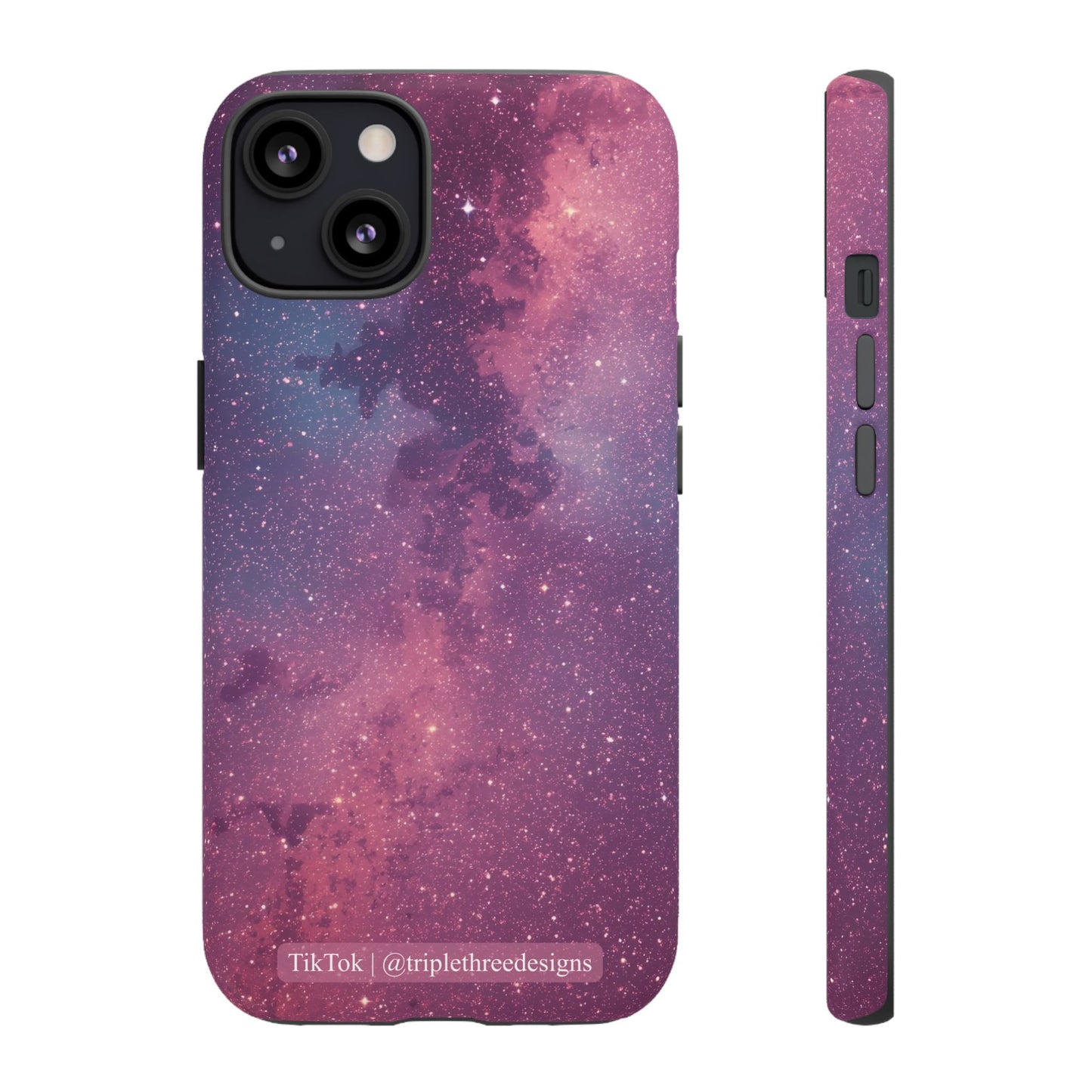Phone case with a galaxy design on a white background