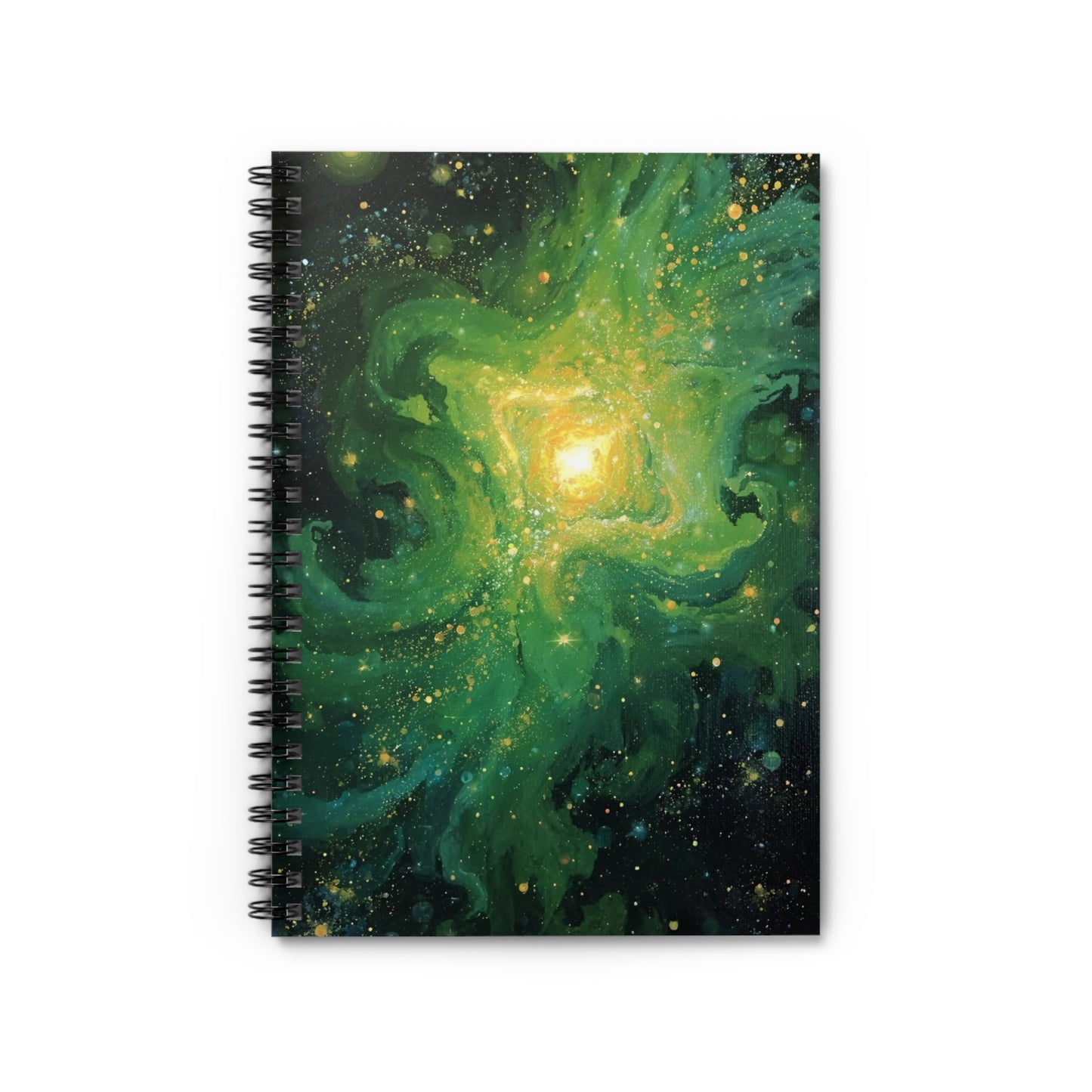 Galaxy Green Nebula Space Spiral Notebook Front Cover