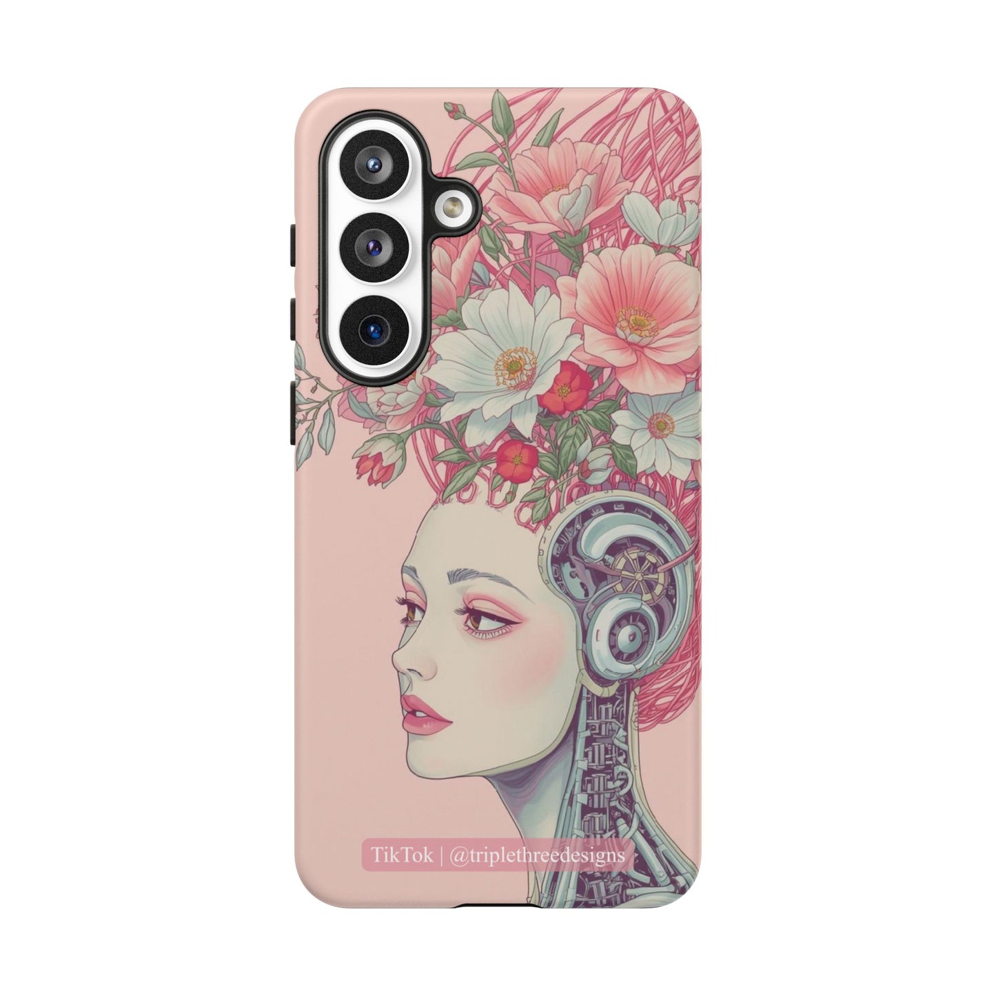 Pink Floral Cyberpunk Phone Case