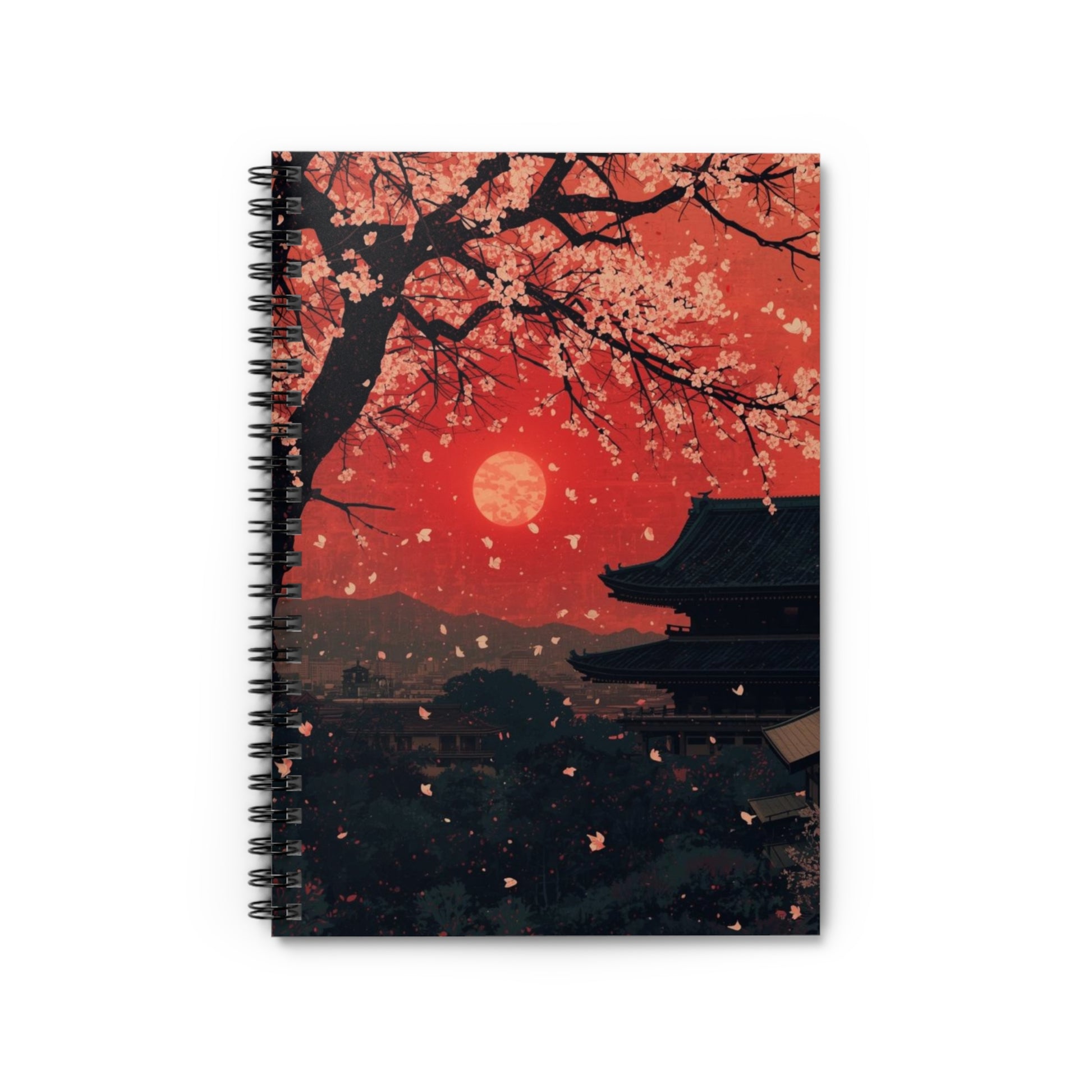 Cherry Blossom Sunset Nature Spiral Notebook Front Cover